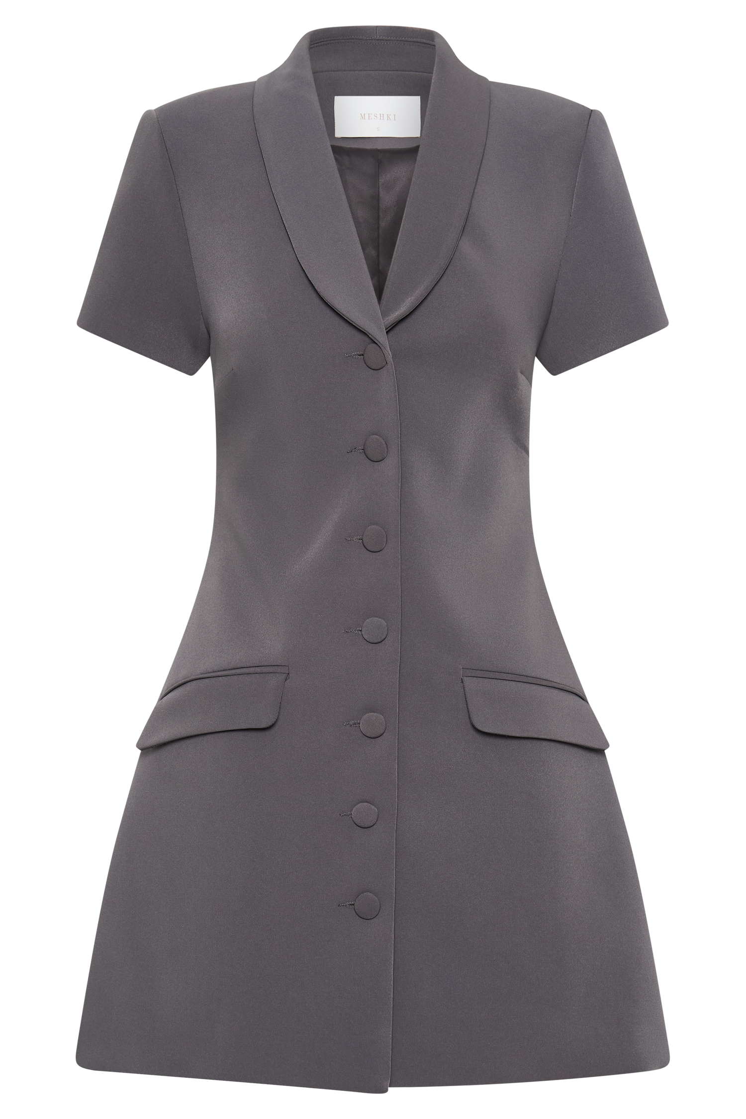 Paolina Collared Suiting Mini Dress - Charcoal #10