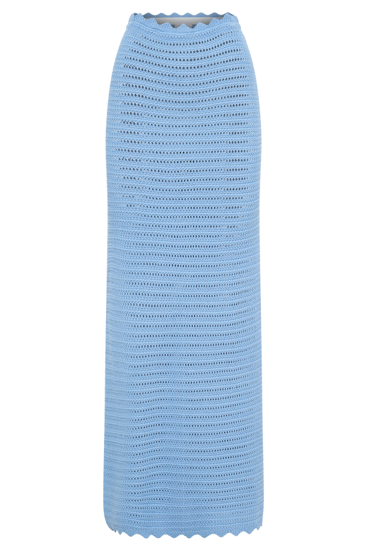 Jadia Crochet Fishtail Maxi Skirt - Cornflower Blue