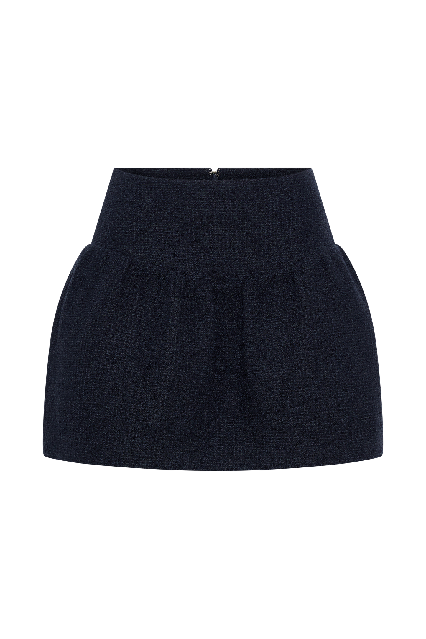 Cyrus Gathered Boucle Mini Skirt - Navy