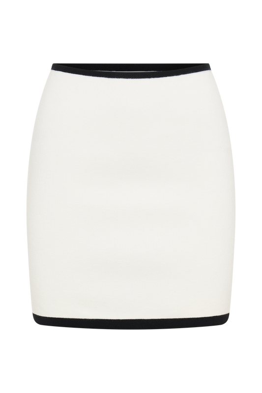 Becky Contrast Knit Mini Skirt - Ivory & Black