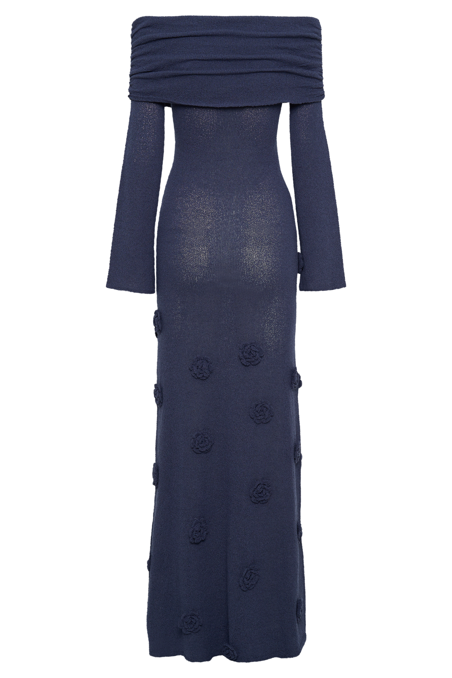 Kiki Off Shoulder Knit Rose Maxi Dress - Navy #6