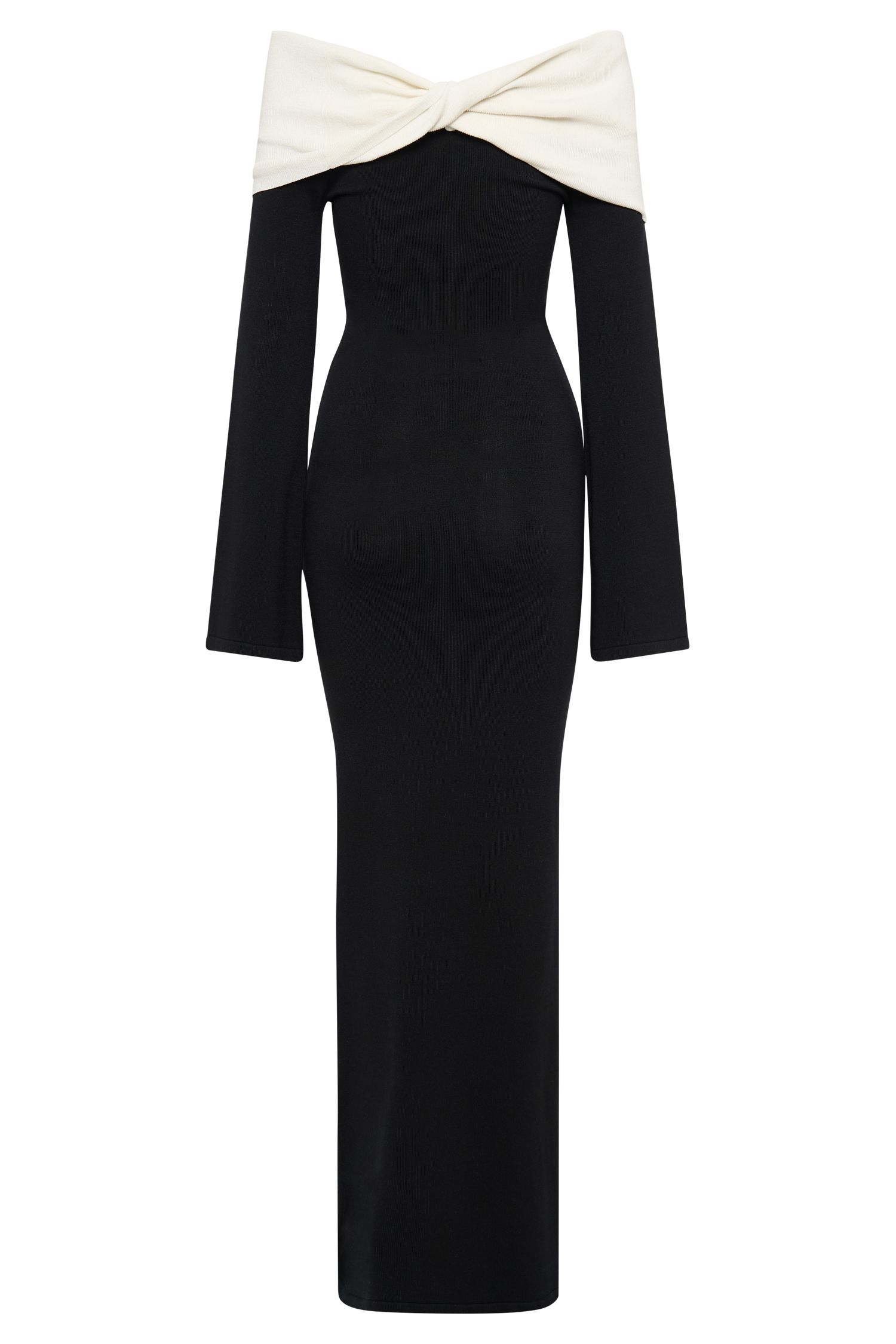 Yoko Contrast Knit Maxi Dress - Black/White #7