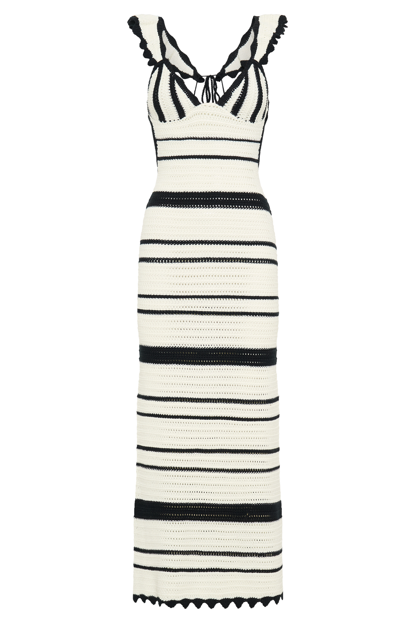 Perpetua Knit Contrast Maxi Dress - Black And White