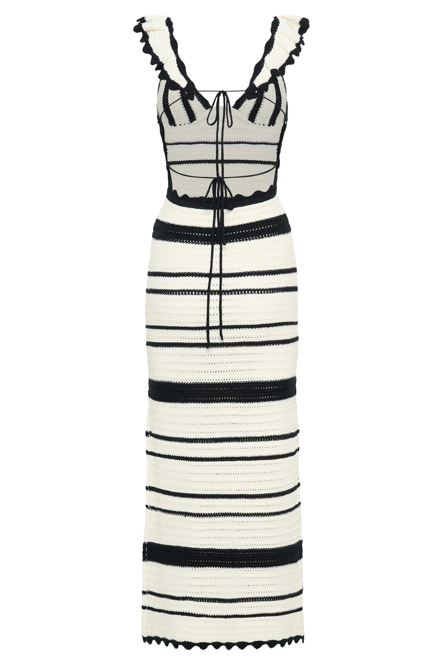 Perpetua Knit Contrast Maxi Dress - Black And White