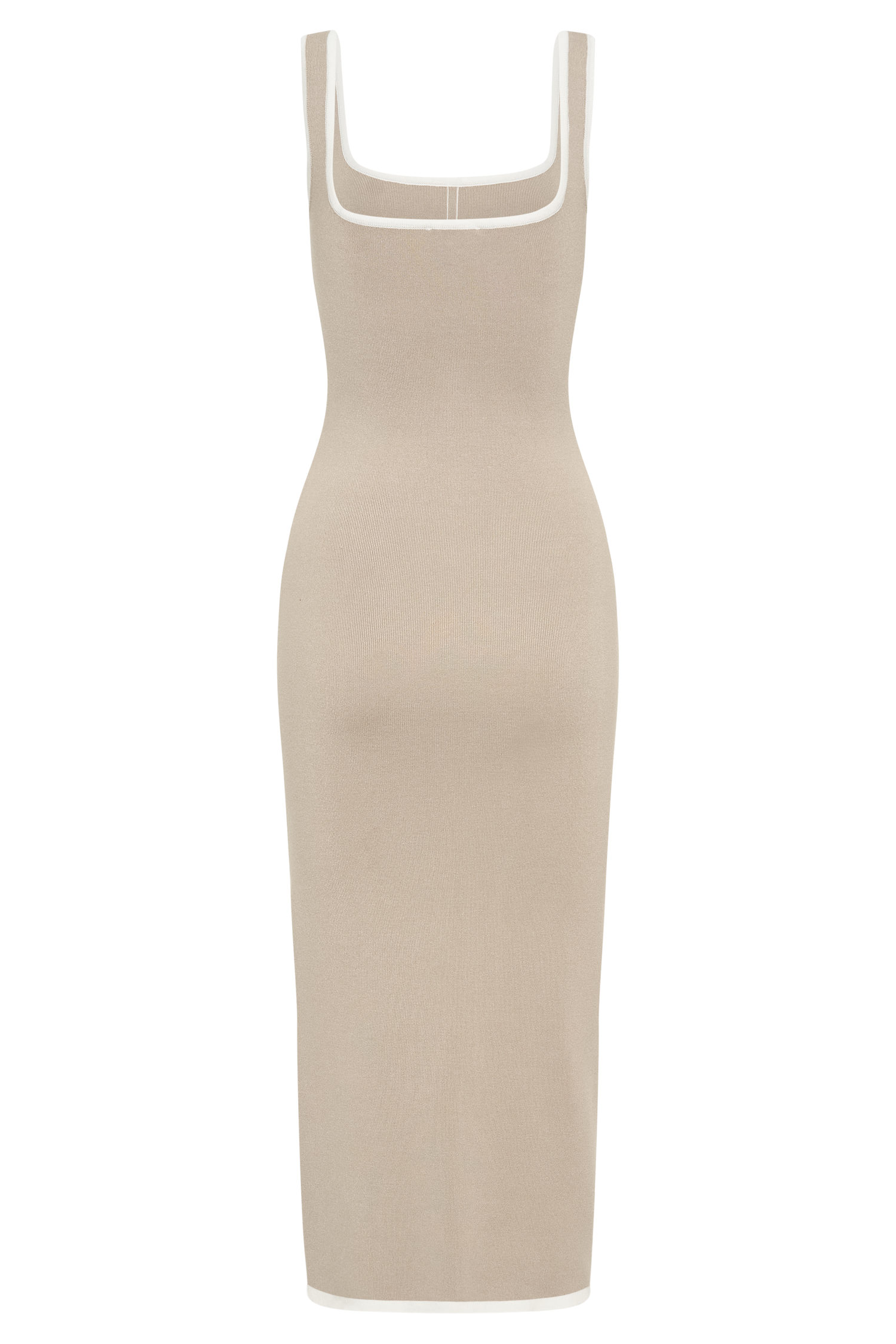 Eimear Contrast Knit Midi Dress - Taupe & Ivory #6