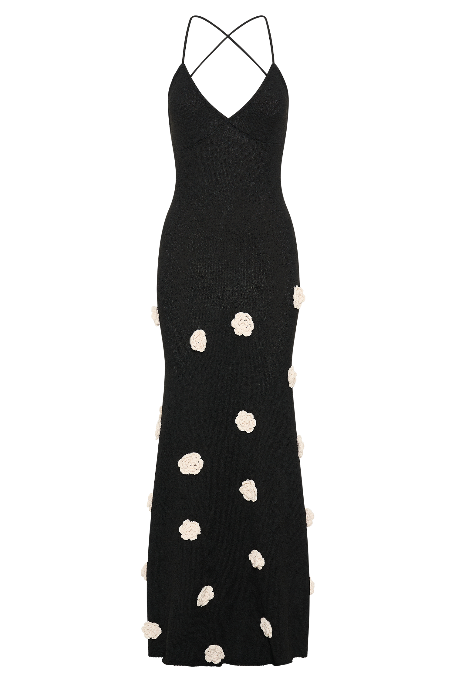 Suki Knit Maxi Dress With Flowers - Black/White #7
