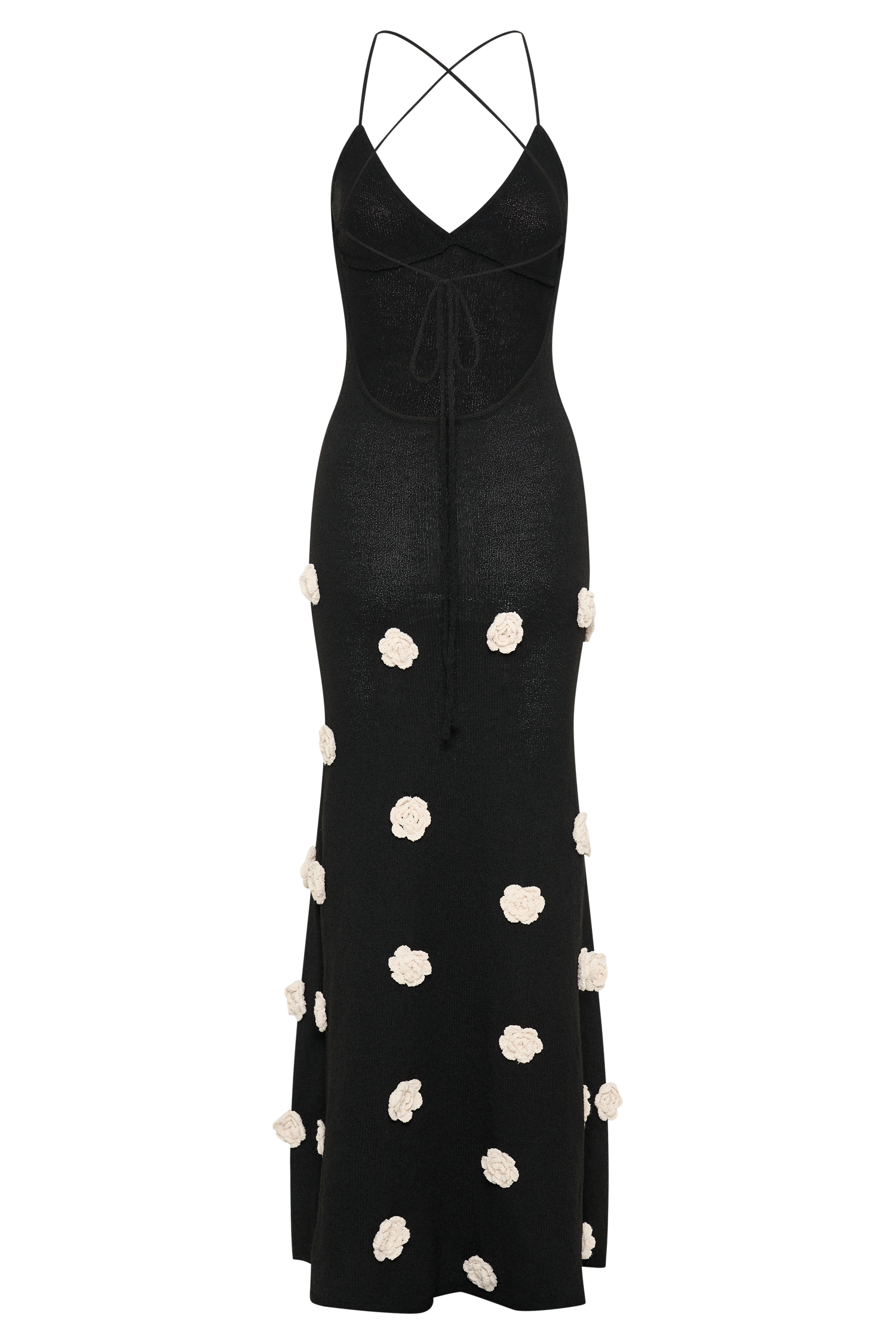 Suki Knit Maxi Dress With Flowers - Black/White #6