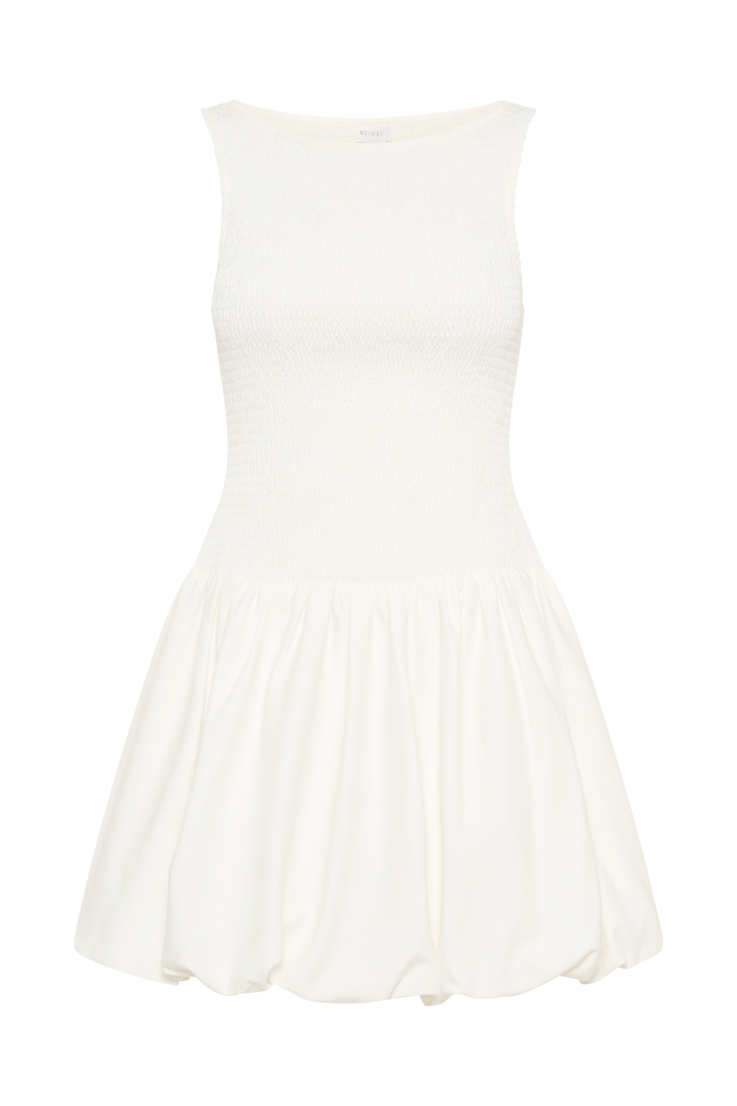 Felicity Shirring Bubble Cotton Mini Dress - White