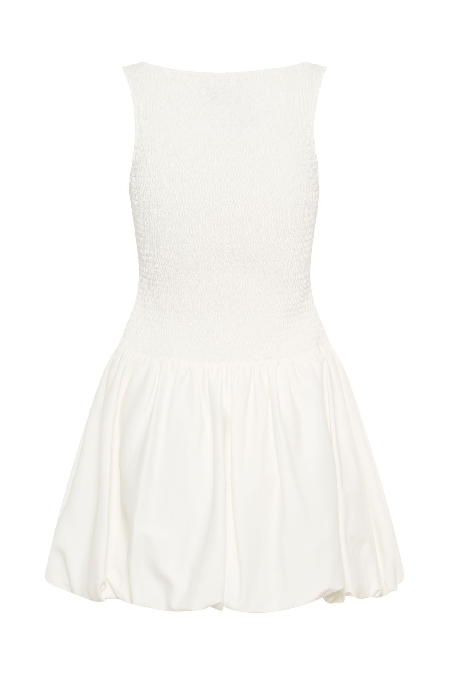 Felicity Shirring Bubble Cotton Mini Dress - White