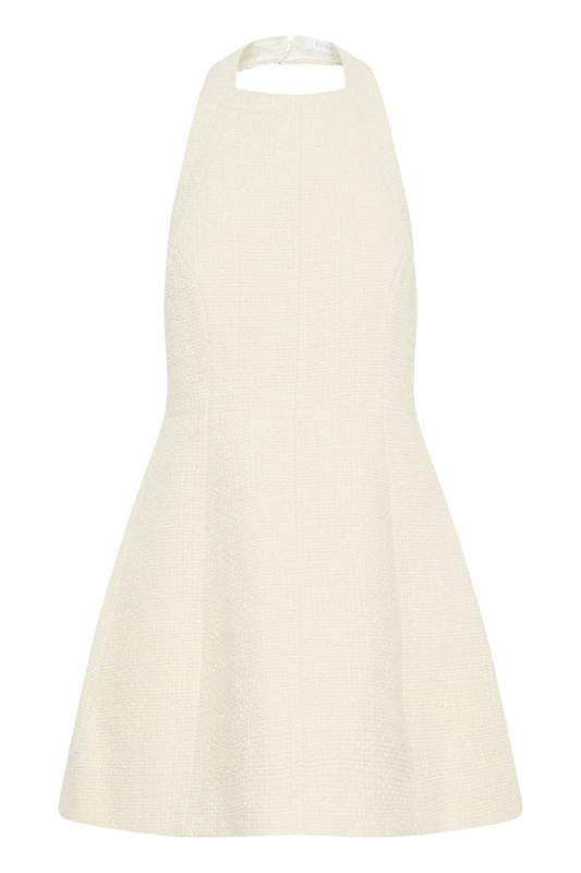 Carina Boucle Halter Mini Dress - Ivory