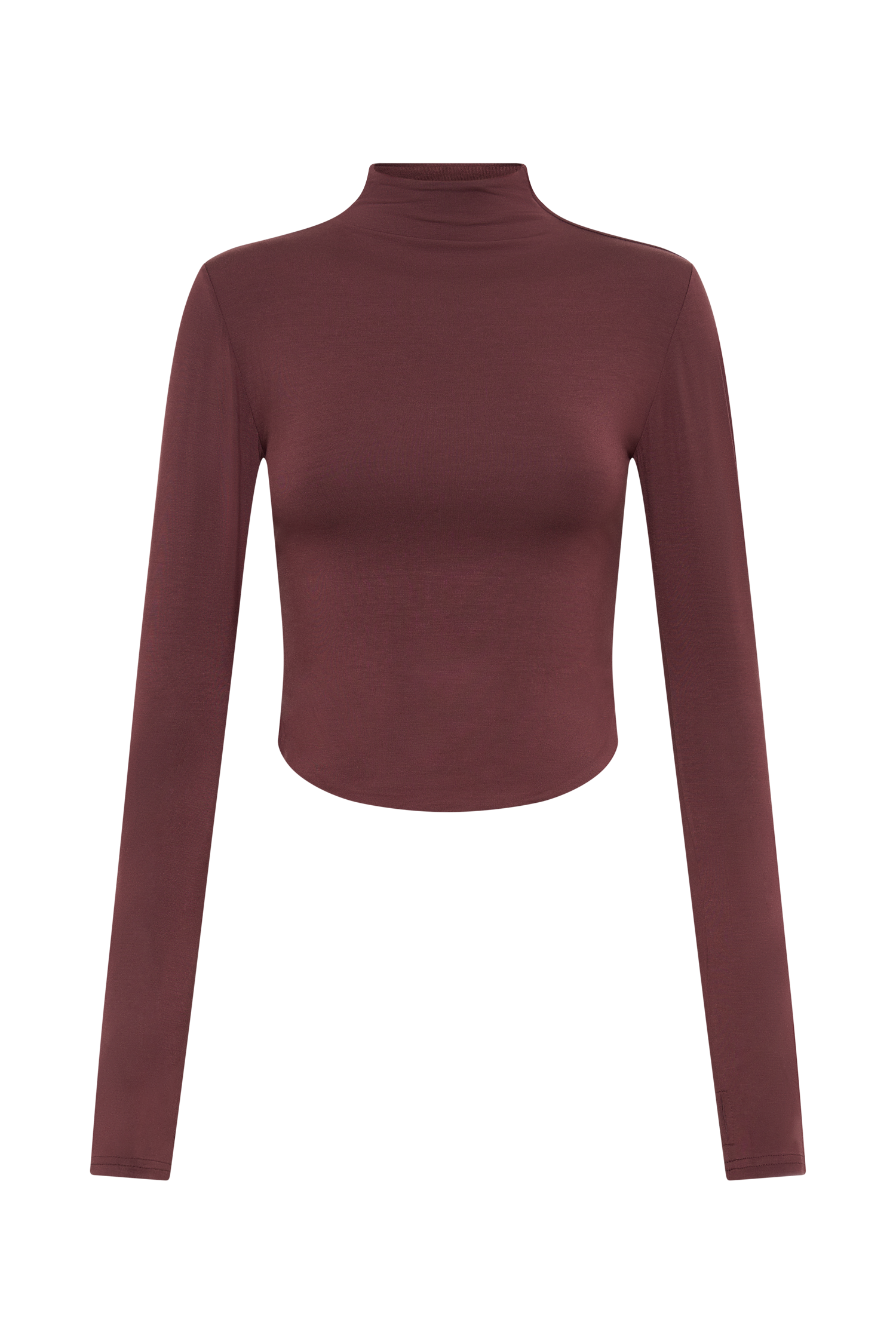 Ember Modal Long Sleeve High Neck Top - Mahogany #7