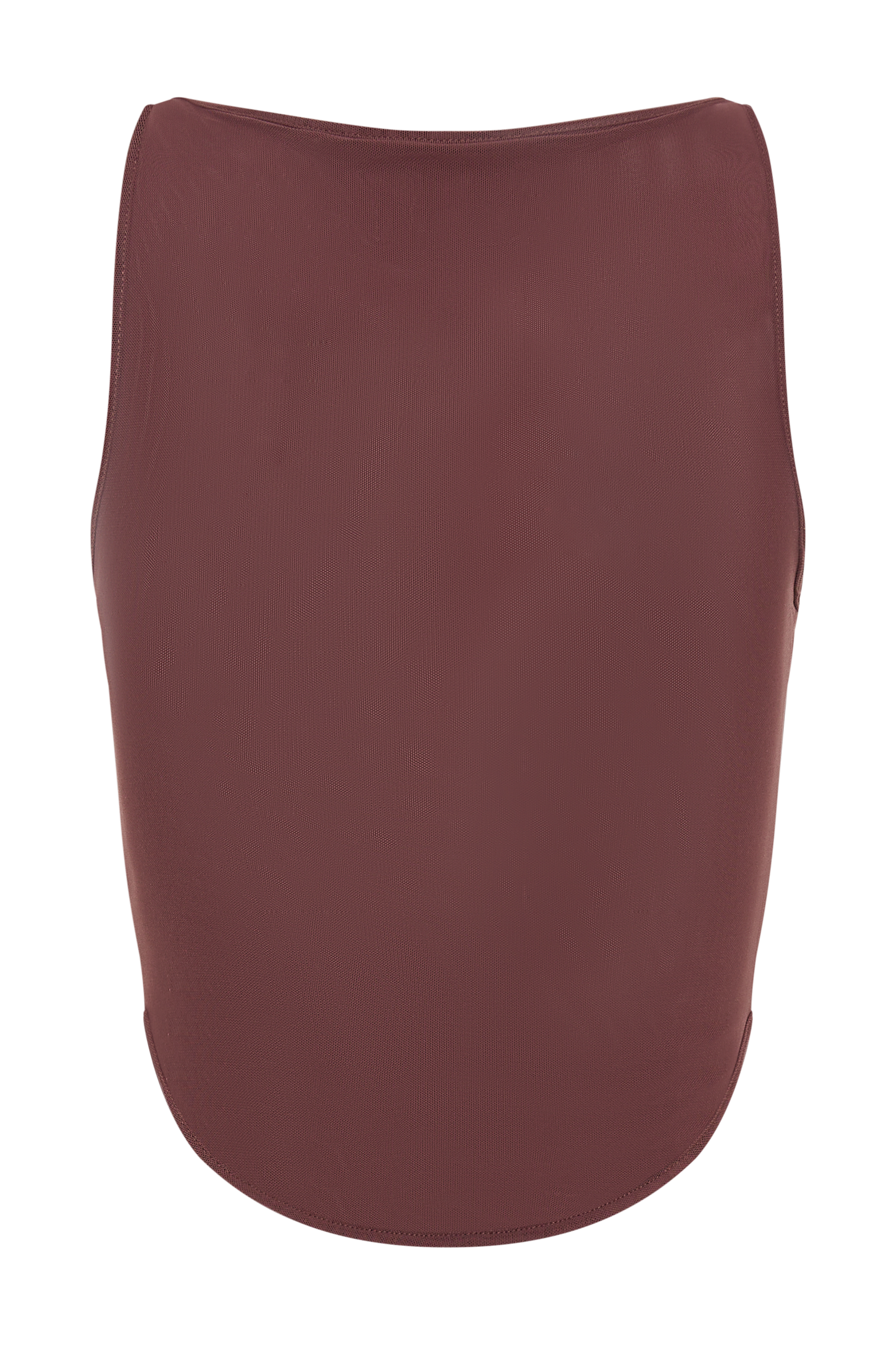 Marla Boat Neck Sheer Mesh Top - Mahogany #7