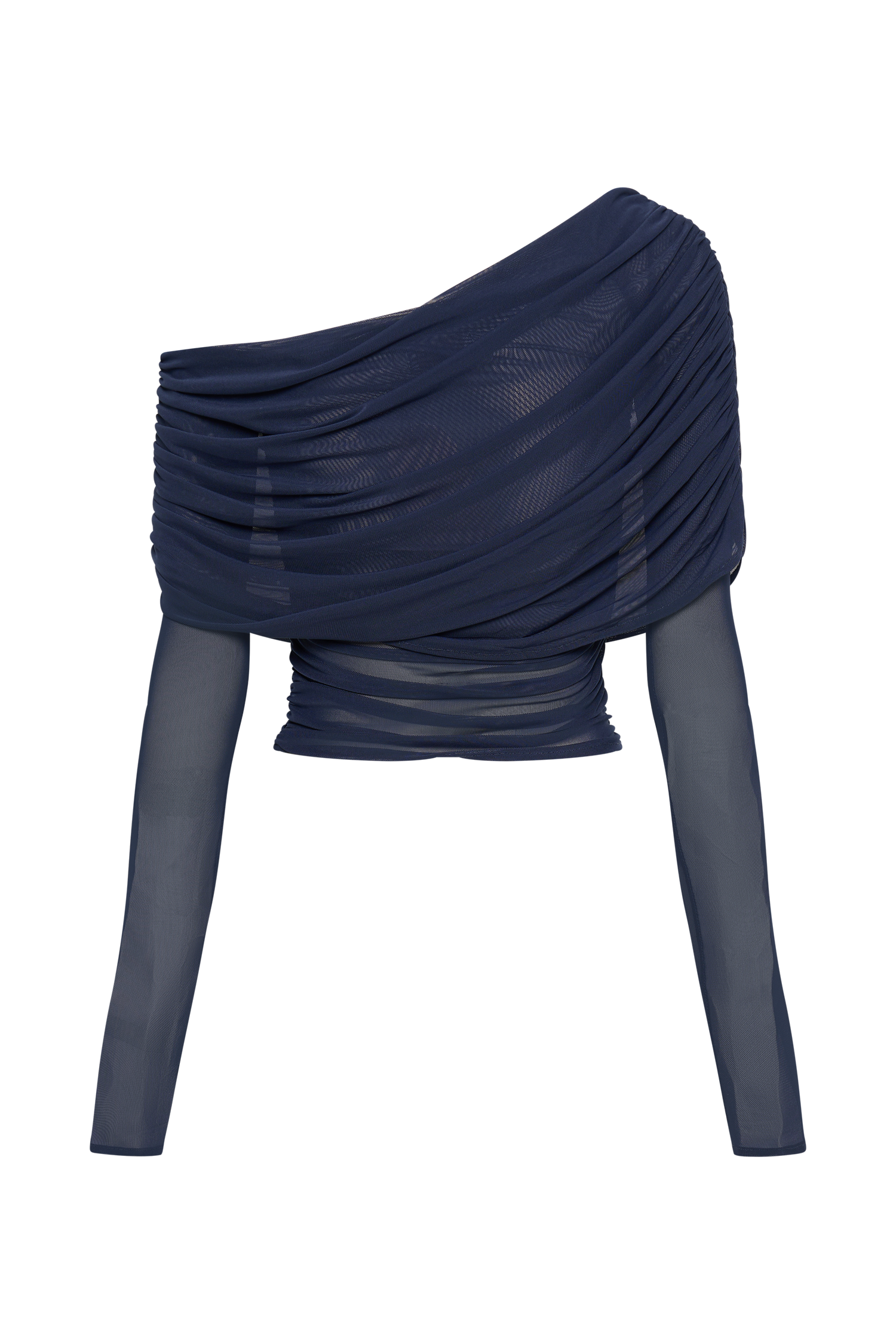 Everly Sheer Mesh Off Shoulder Top - Dark Navy #9