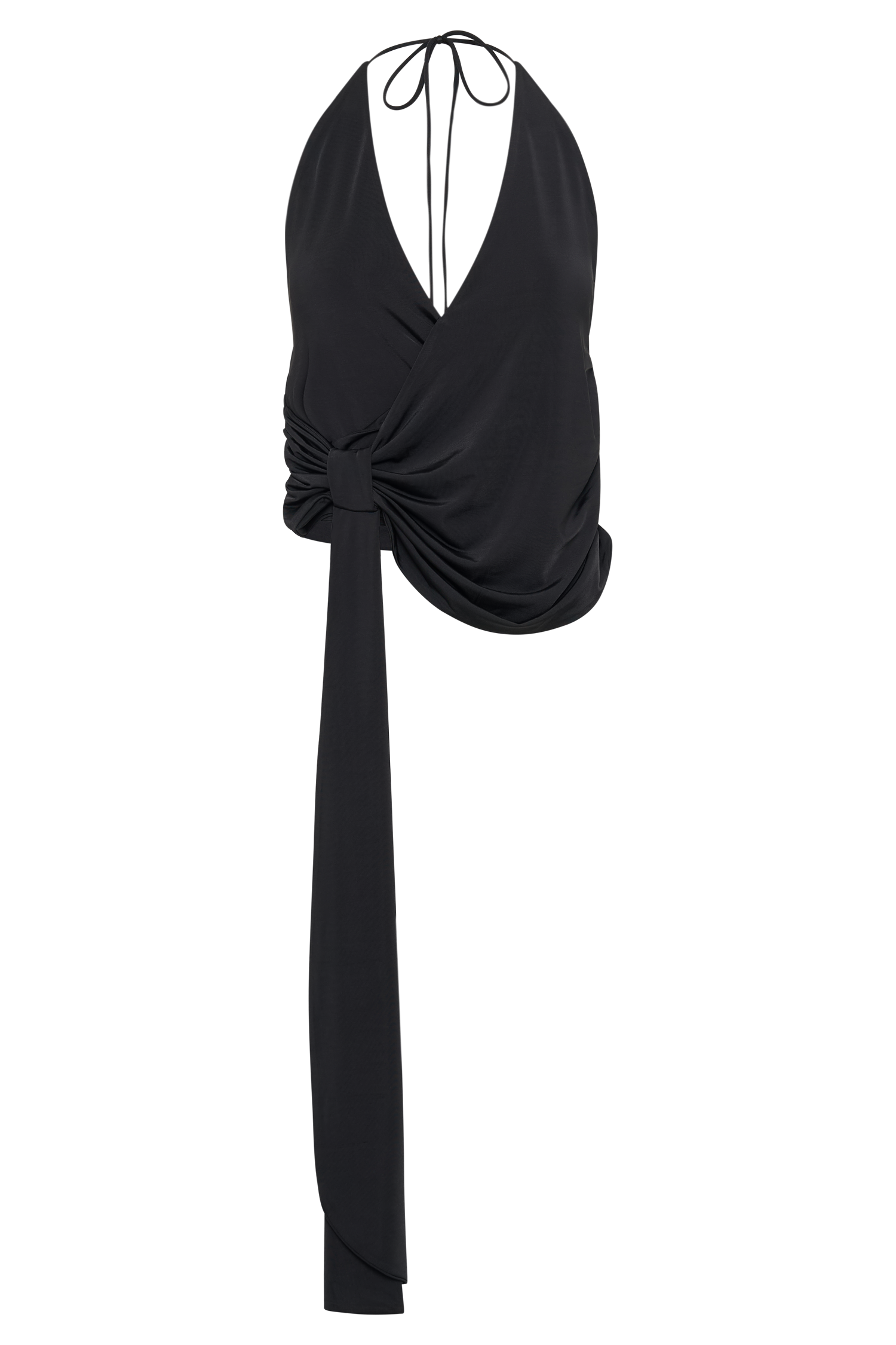 Tyla Draped Slinky Halter Top - Black #10