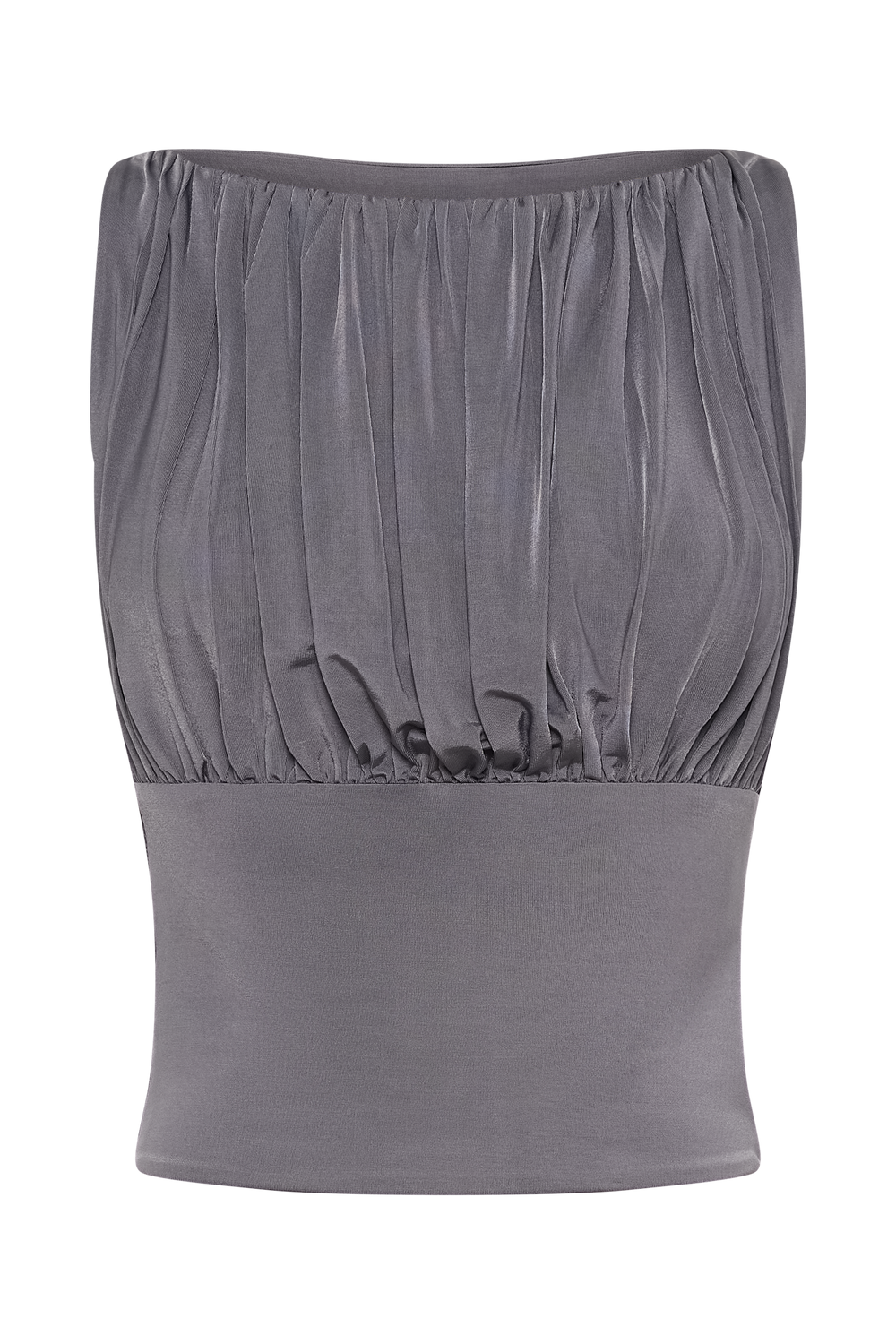 Tiarna Slinky Ruched Top - Dark Charcoal