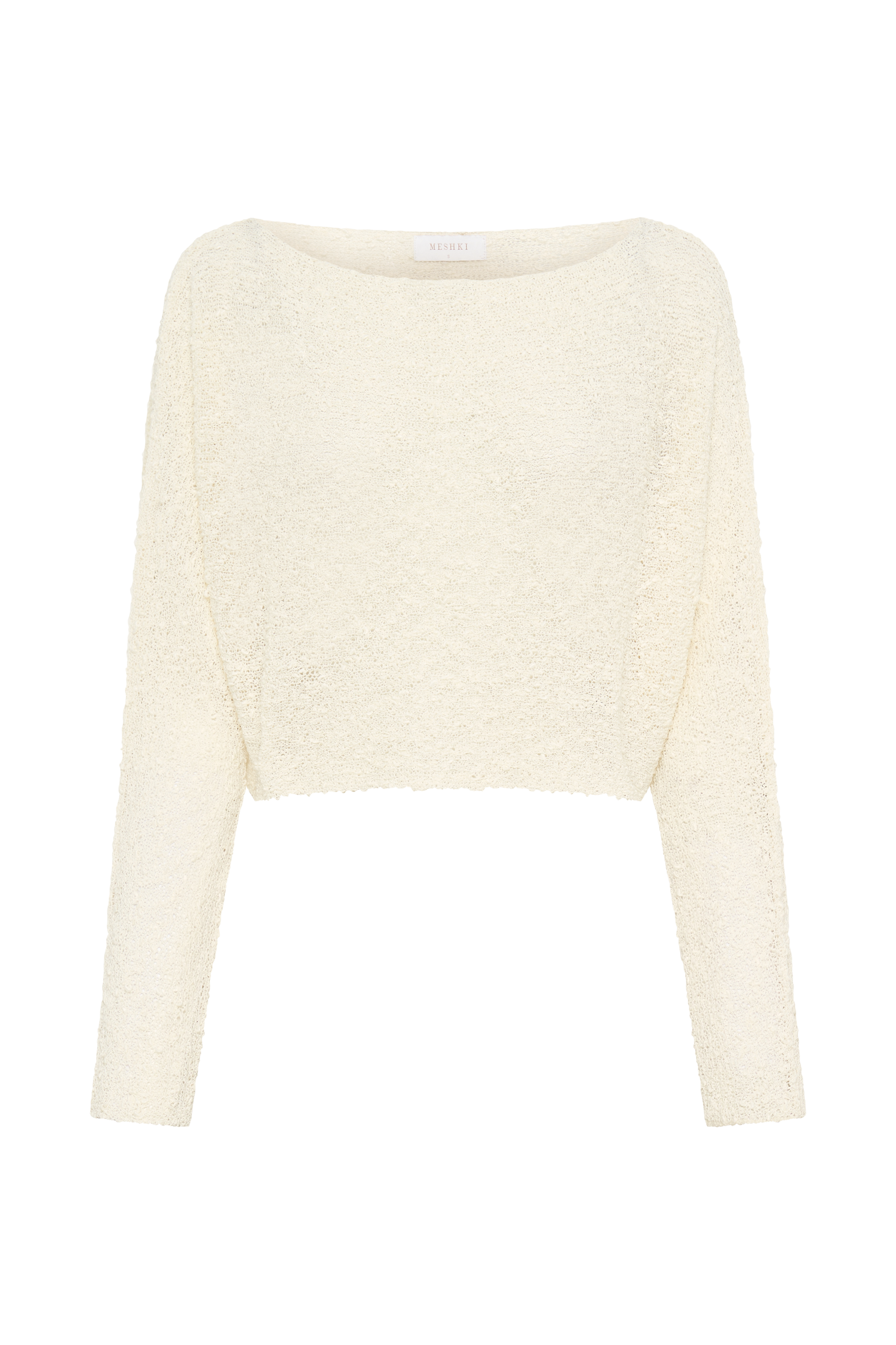 Petra Long Sleeve Knit Crop Top - Ivory #12