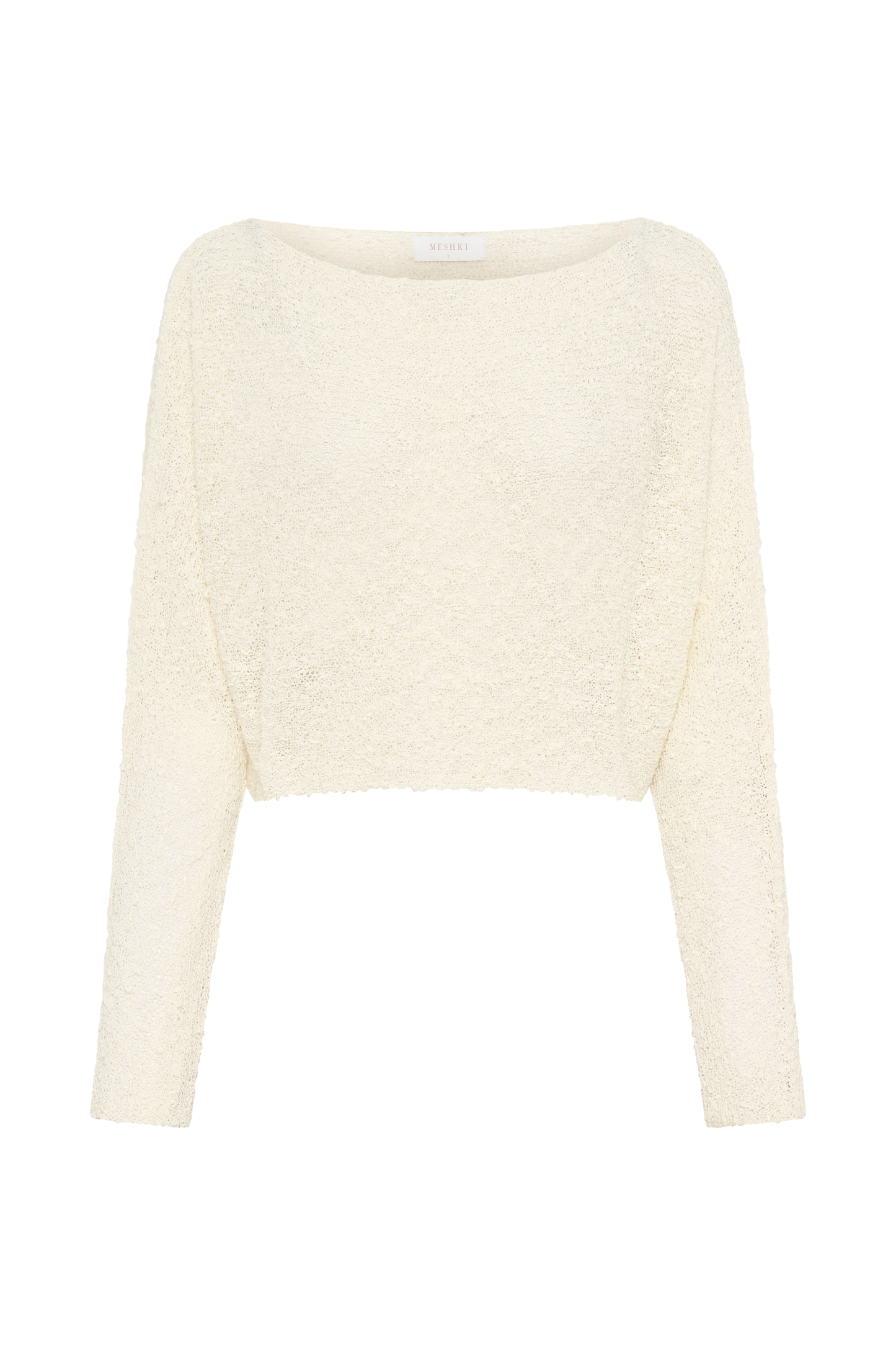 Petra Long Sleeve Knit Crop Top - Ivory