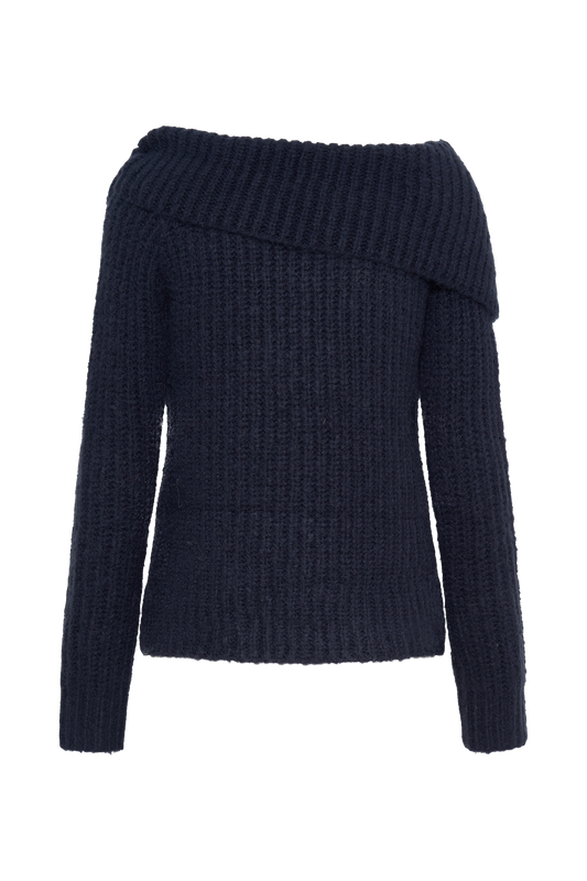 Alicia Off Shoulder Knit Top - Dark Navy