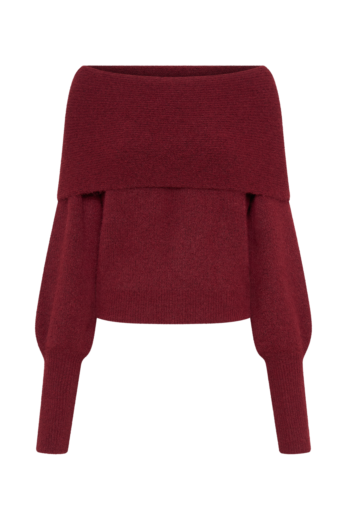 Charlotte Off Shoulder Knit Long Sleeve Top - Merlot #10