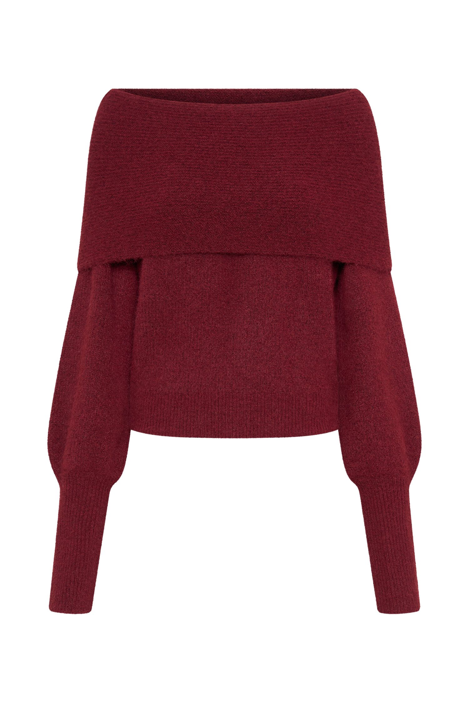Charlotte Off Shoulder Knit Long Sleeve Top - Merlot #10