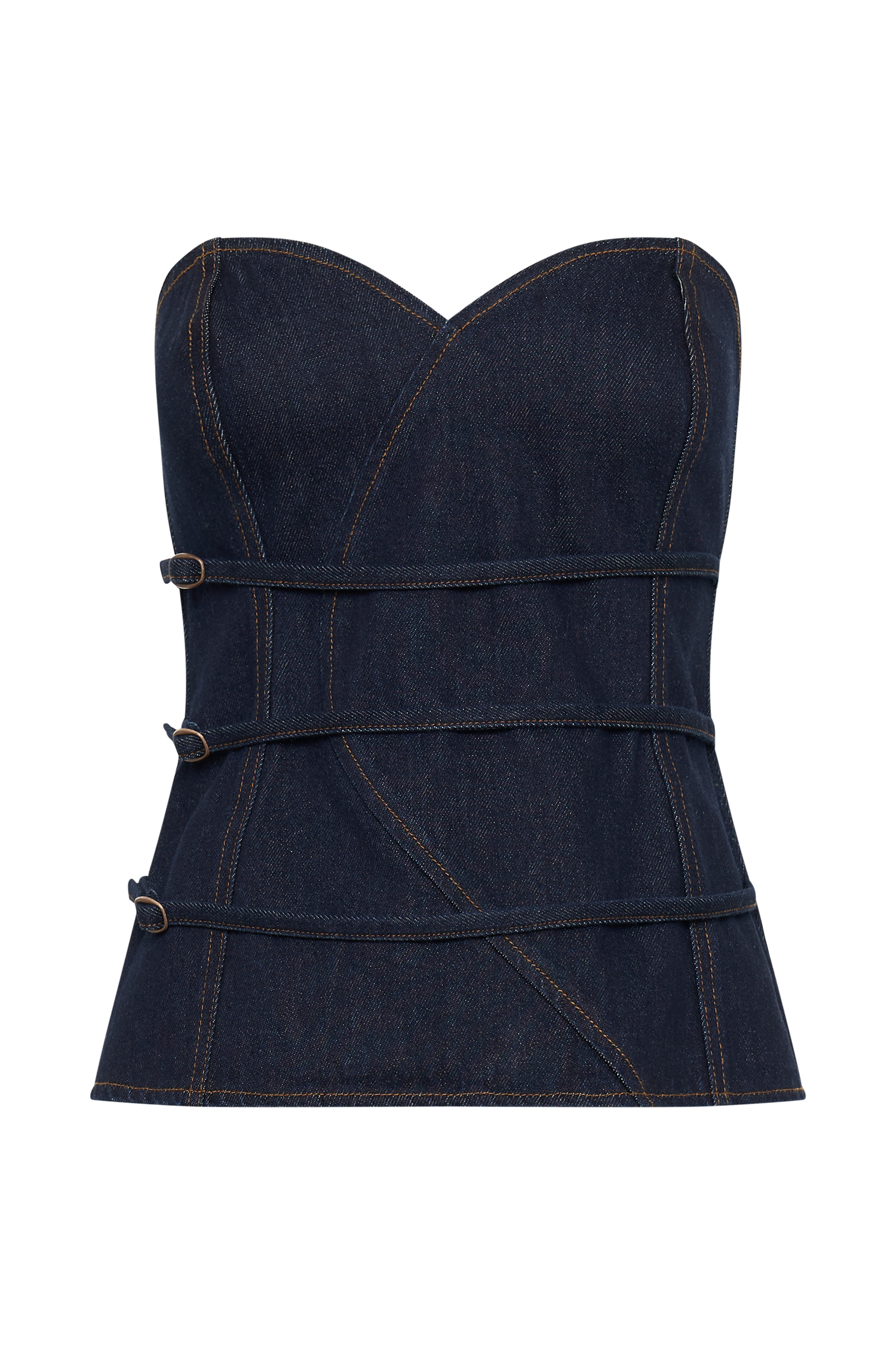 Sylas Strapless Buckle Denim Top - Indigo Blue #11