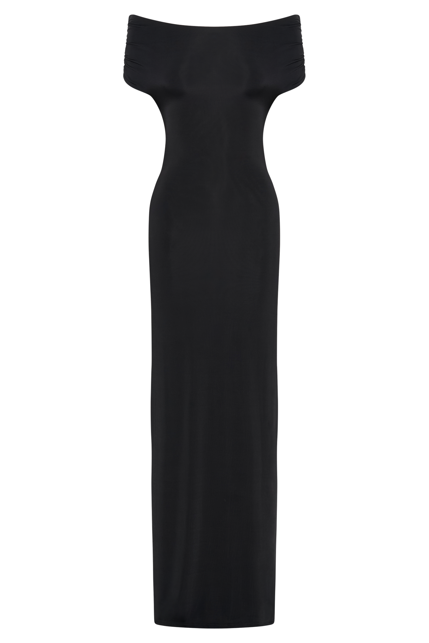 Imogen Off Shoulder Slinky Maxi Dress - Black