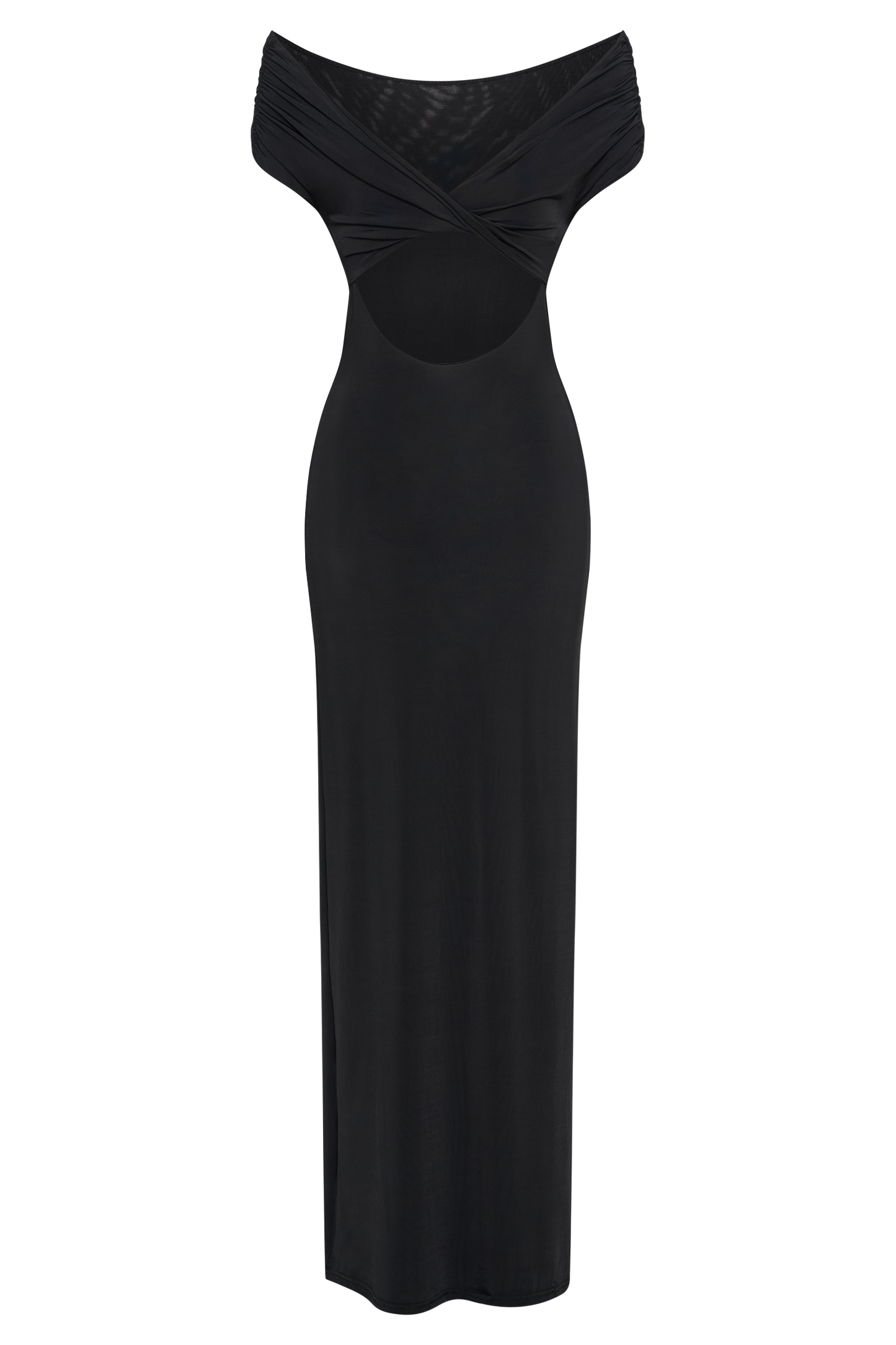 Imogen Off Shoulder Slinky Maxi Dress - Black