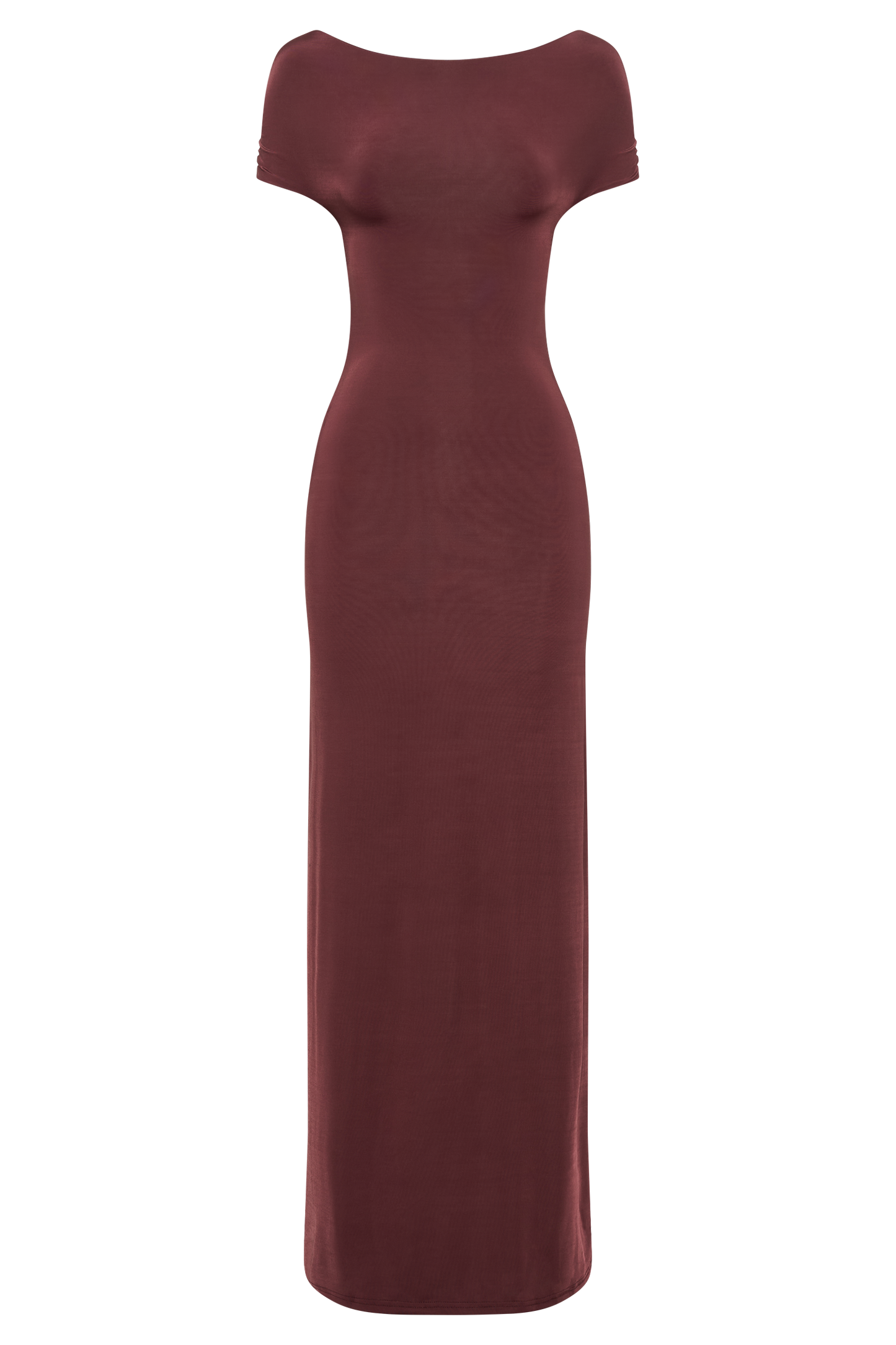 Imogen Off Shoulder Slinky Maxi Dress - Mahogany