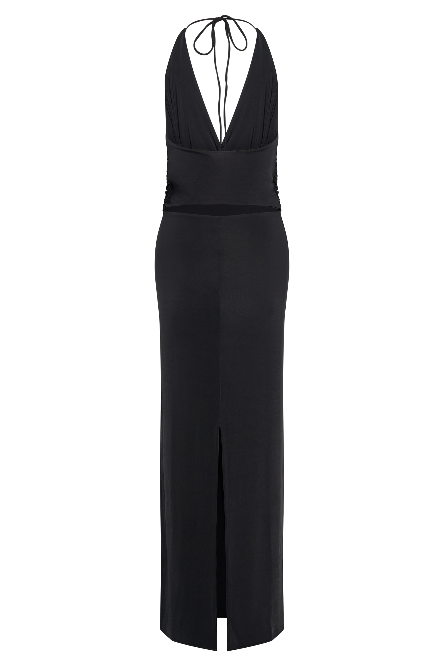 Tyla Draped Slinky Halter Maxi Dress - Black #8