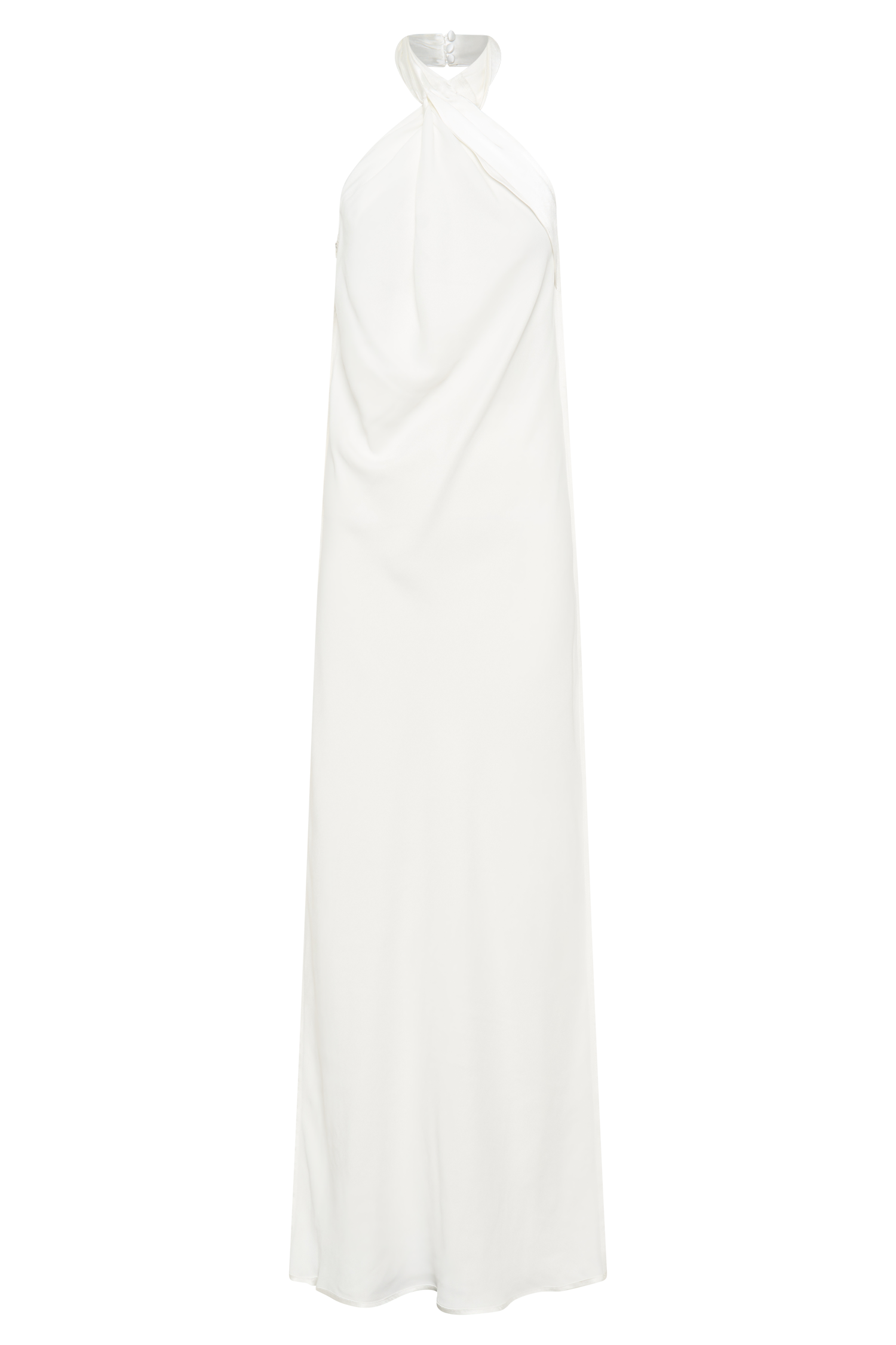 Laura Halter Satin Gown - White #11