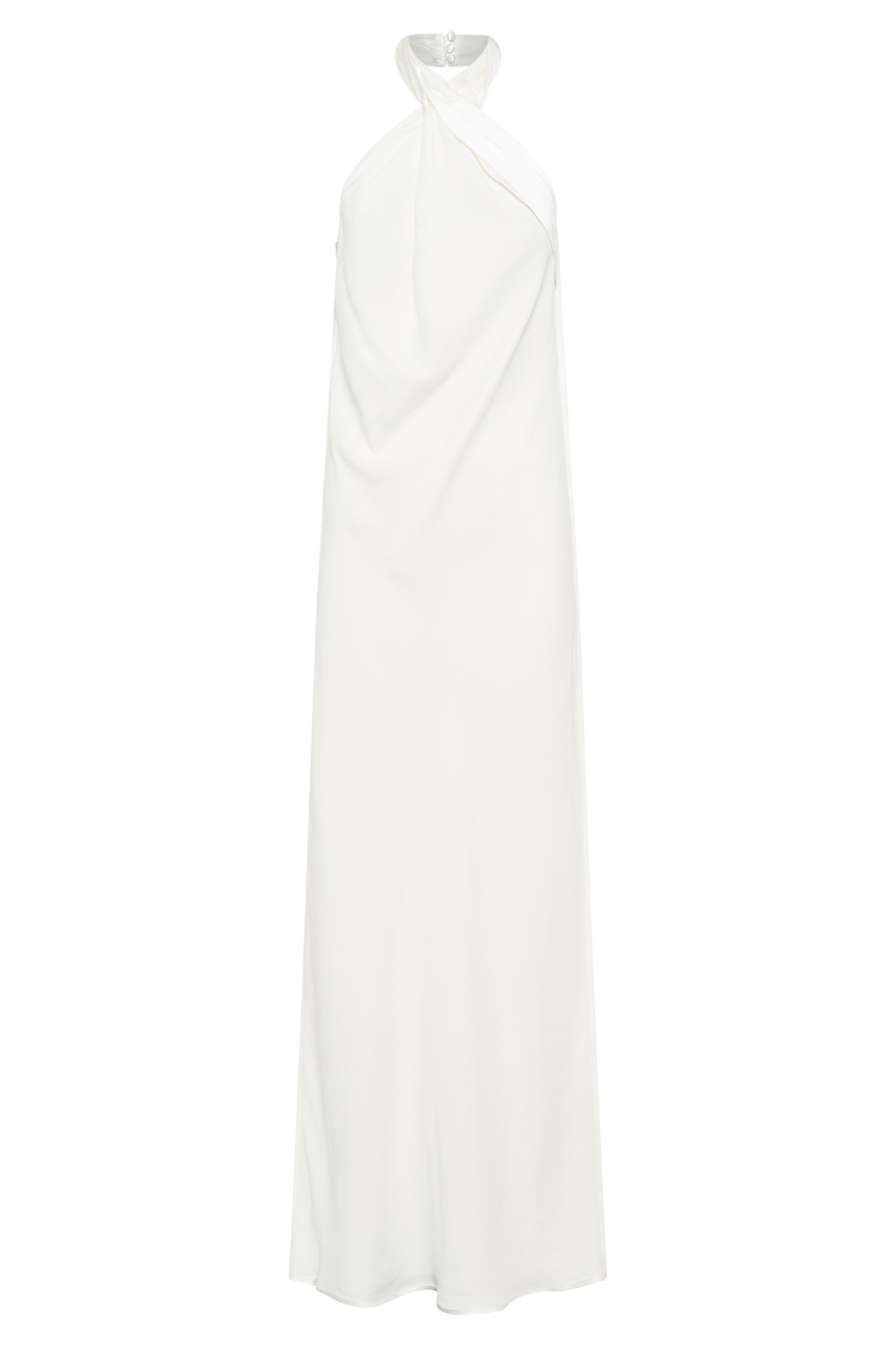 Laura Halter Satin Gown - White #11