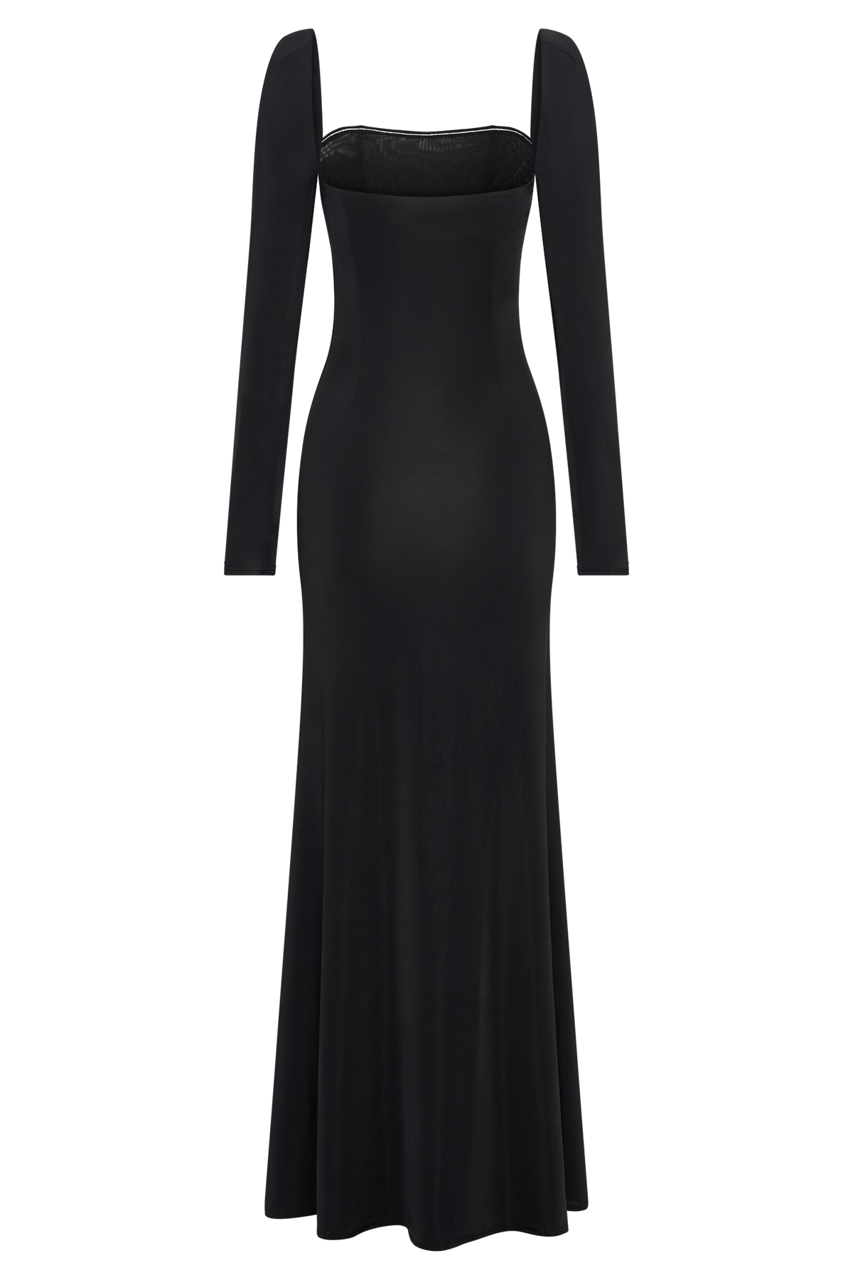 Desirie Slinky Long Sleeve Maxi Dress With Split - Black #7