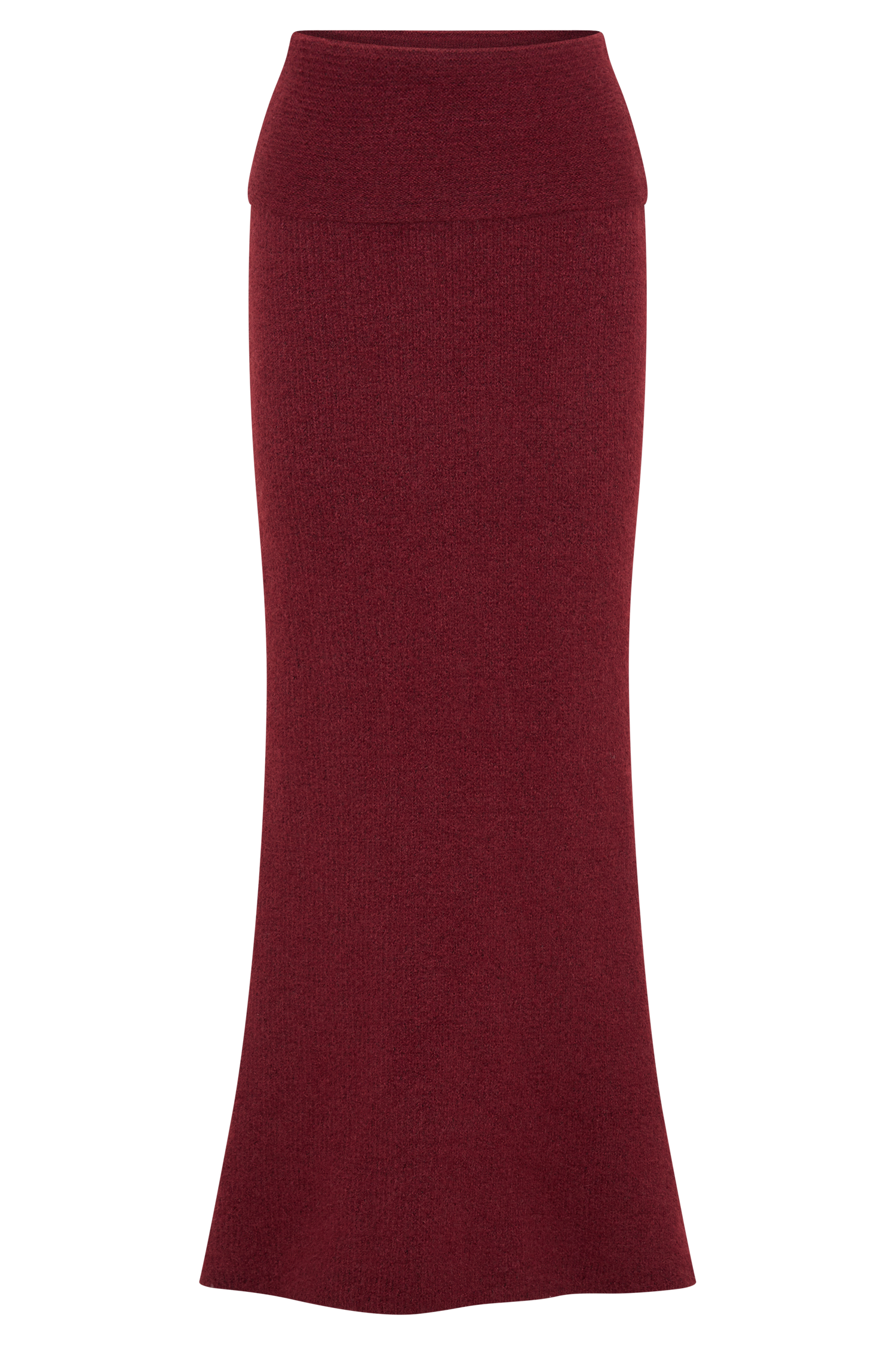 Charlotte Knit Maxi Skirt With Overlay - Merlot #9
