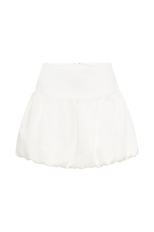 Genia Satin Bubble Mini Skirt - White