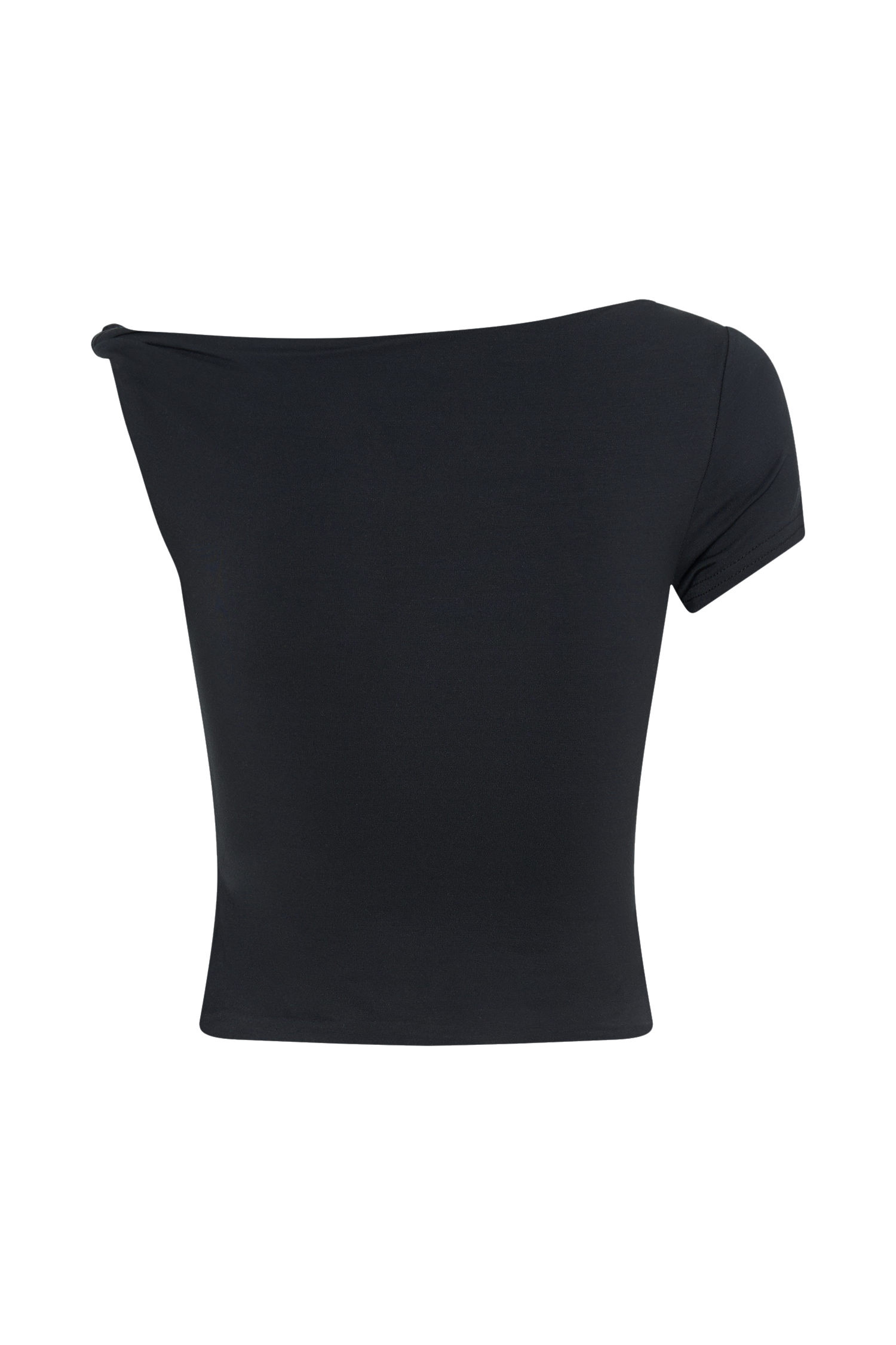 Betty Short Sleeve Modal Top With Knot Shoulder - Black #13