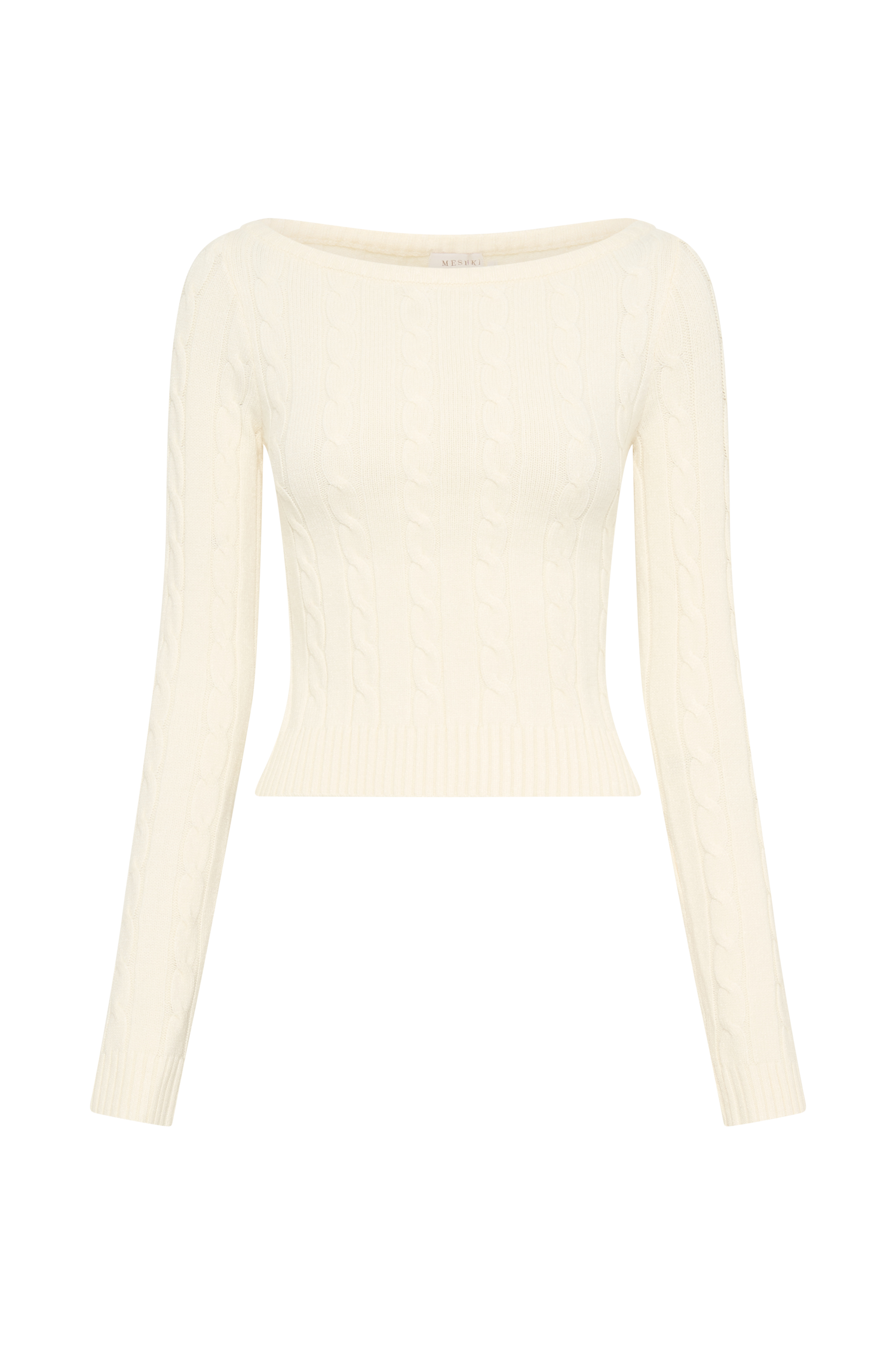 Belinda Off Shoulder Cable Knit Top - Ivory #8