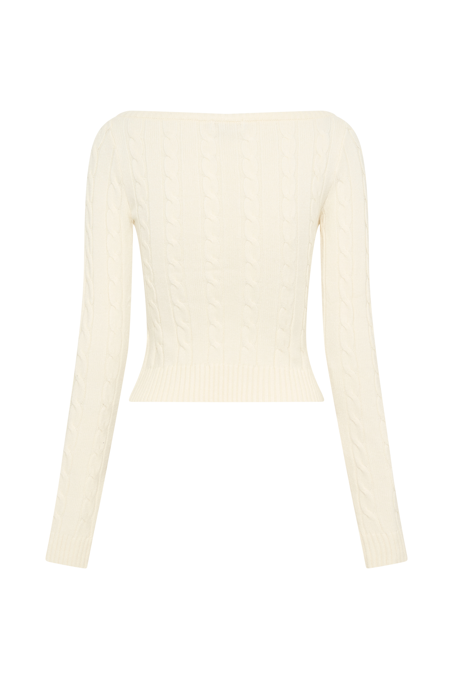 Belinda Off Shoulder Cable Knit Top - Ivory #7