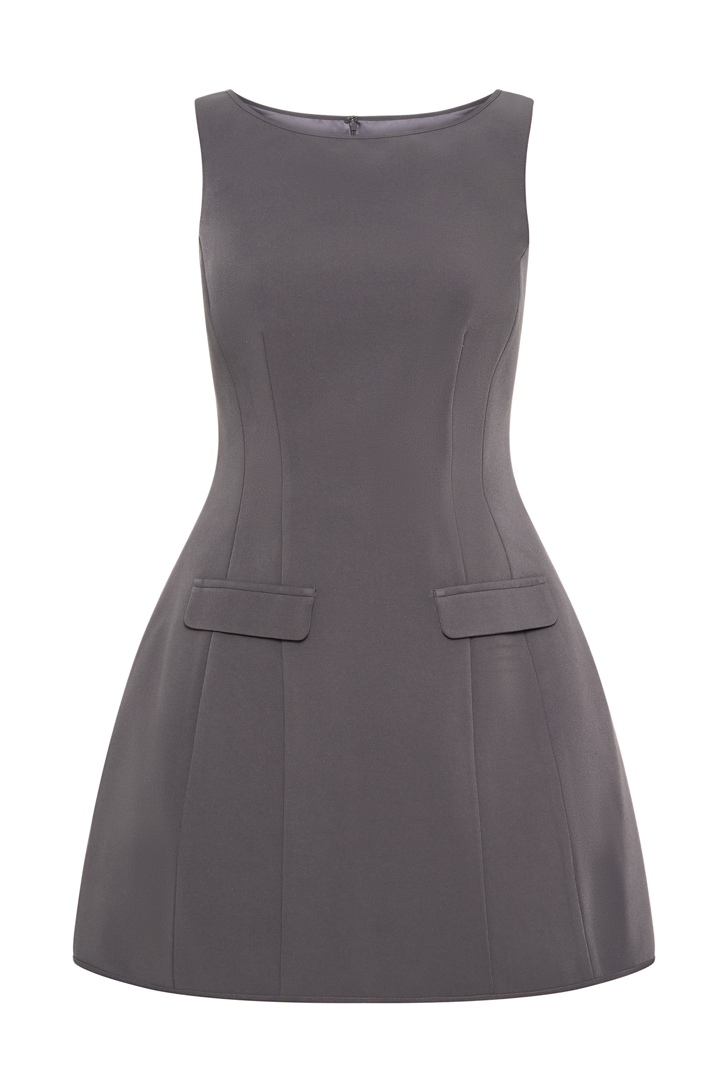 Evanna Sleeveless Suiting Mini Dress - Charcoal Grey