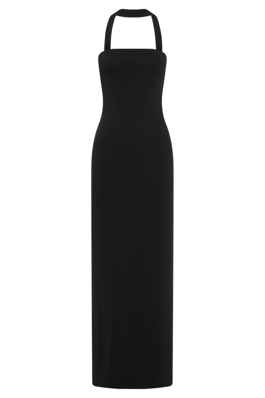 Velma Halter Collar Maxi Dress - Black