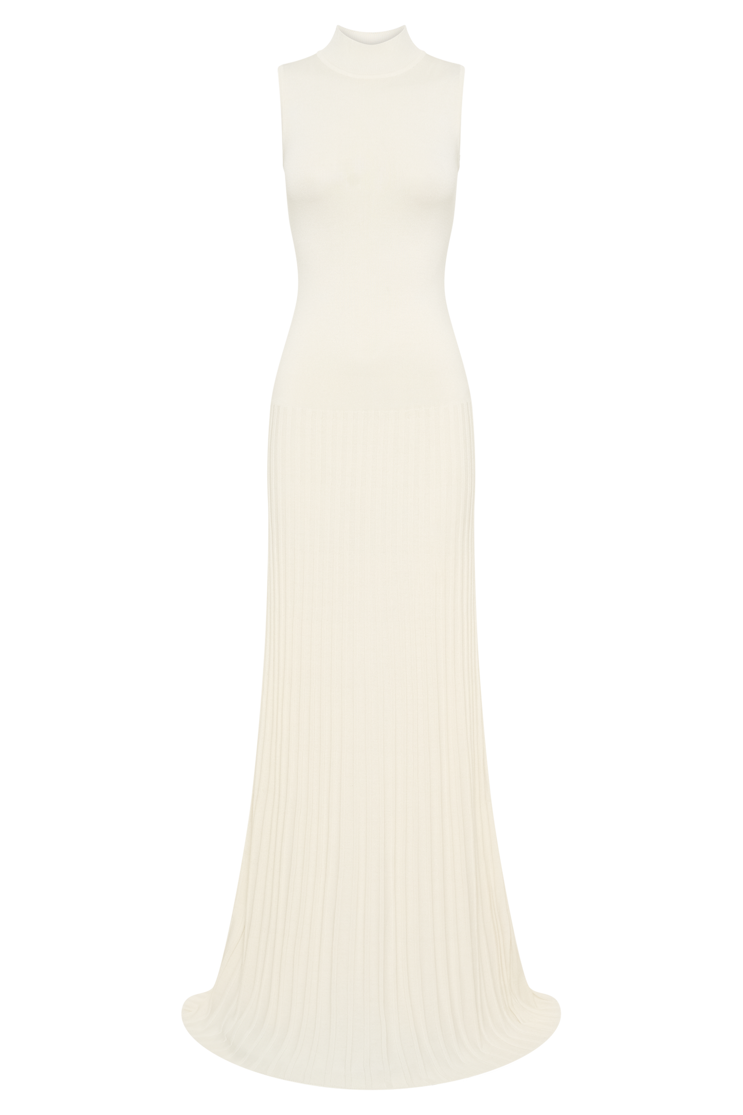 Mavis High Neck Pleated Maxi Dress - Ivory