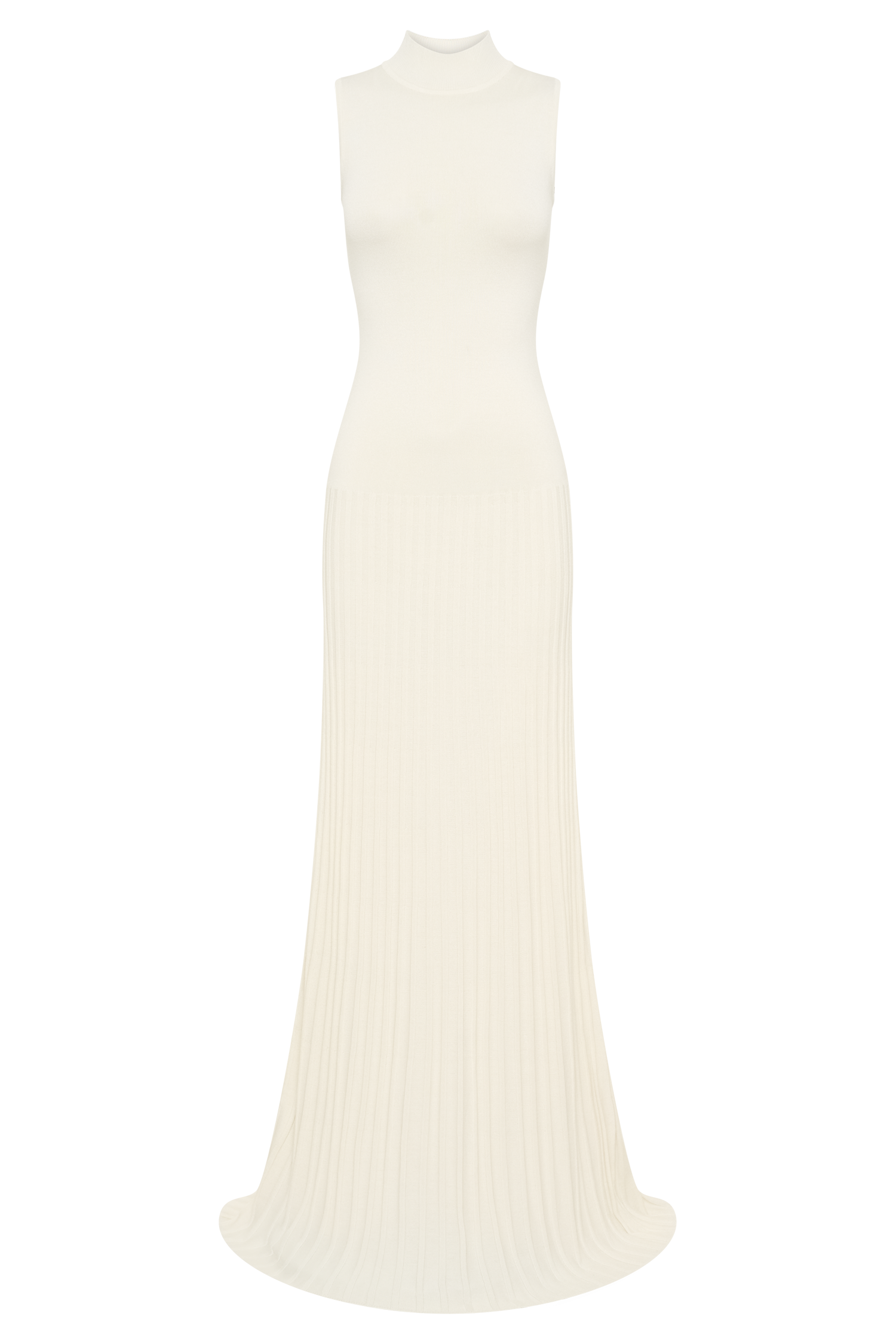 Mavis High Neck Pleated Maxi Dress - Ivory #9