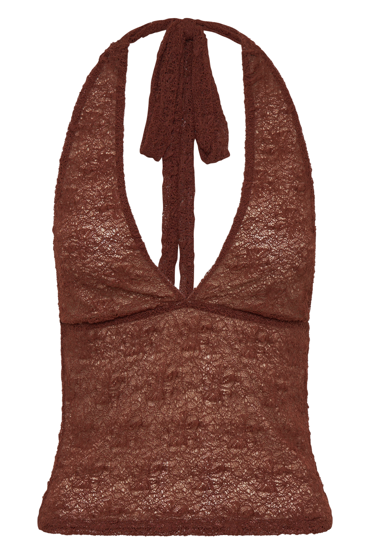 Asher Sheer Lace Halter Top - Chilli #12