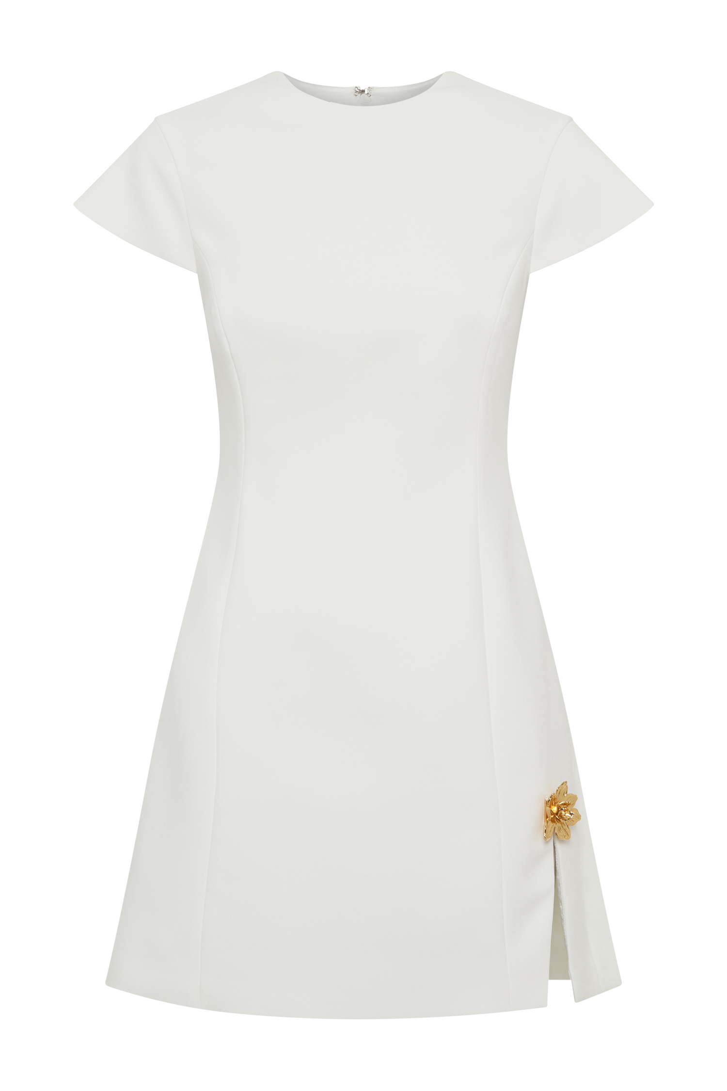 Remi Suiting Mini Dress With Floral Hardware - White #10