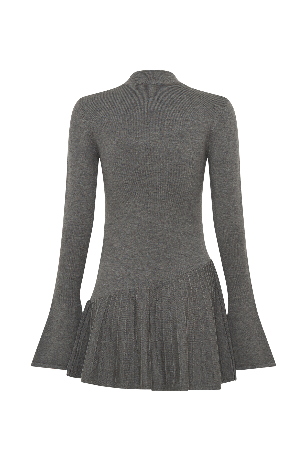 Blair Knit Mini Dress With Pleats - Charcoal #9