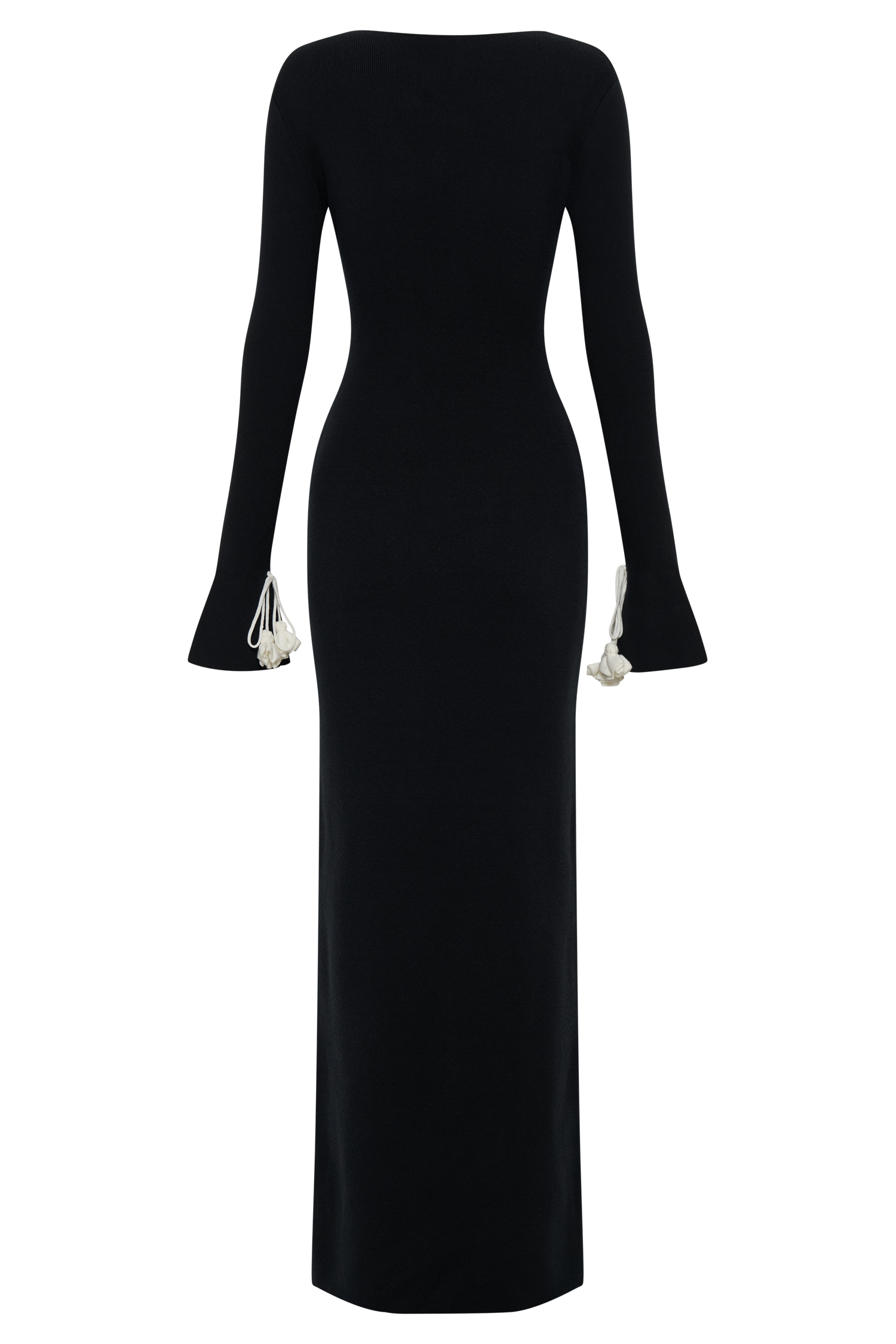 Erica Knit Maxi Dress With Floral Ties - Black And White #9