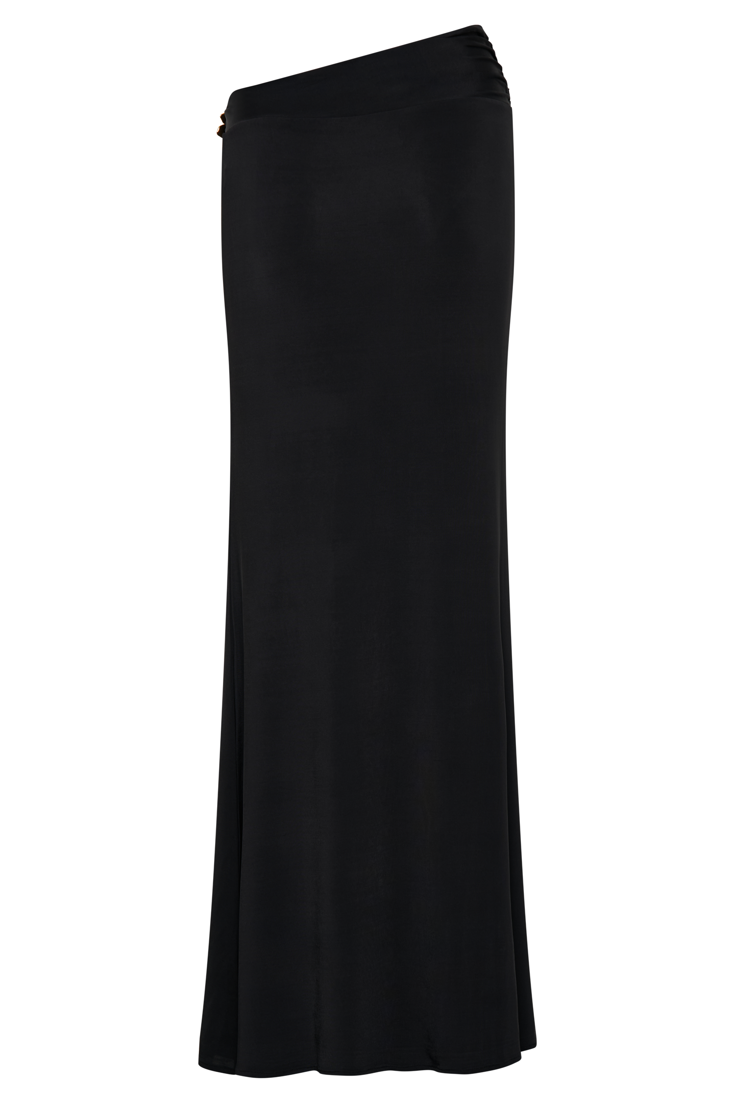 Ainsley Asymmetrical Maxi Skirt With Floral Hardware - Black #8