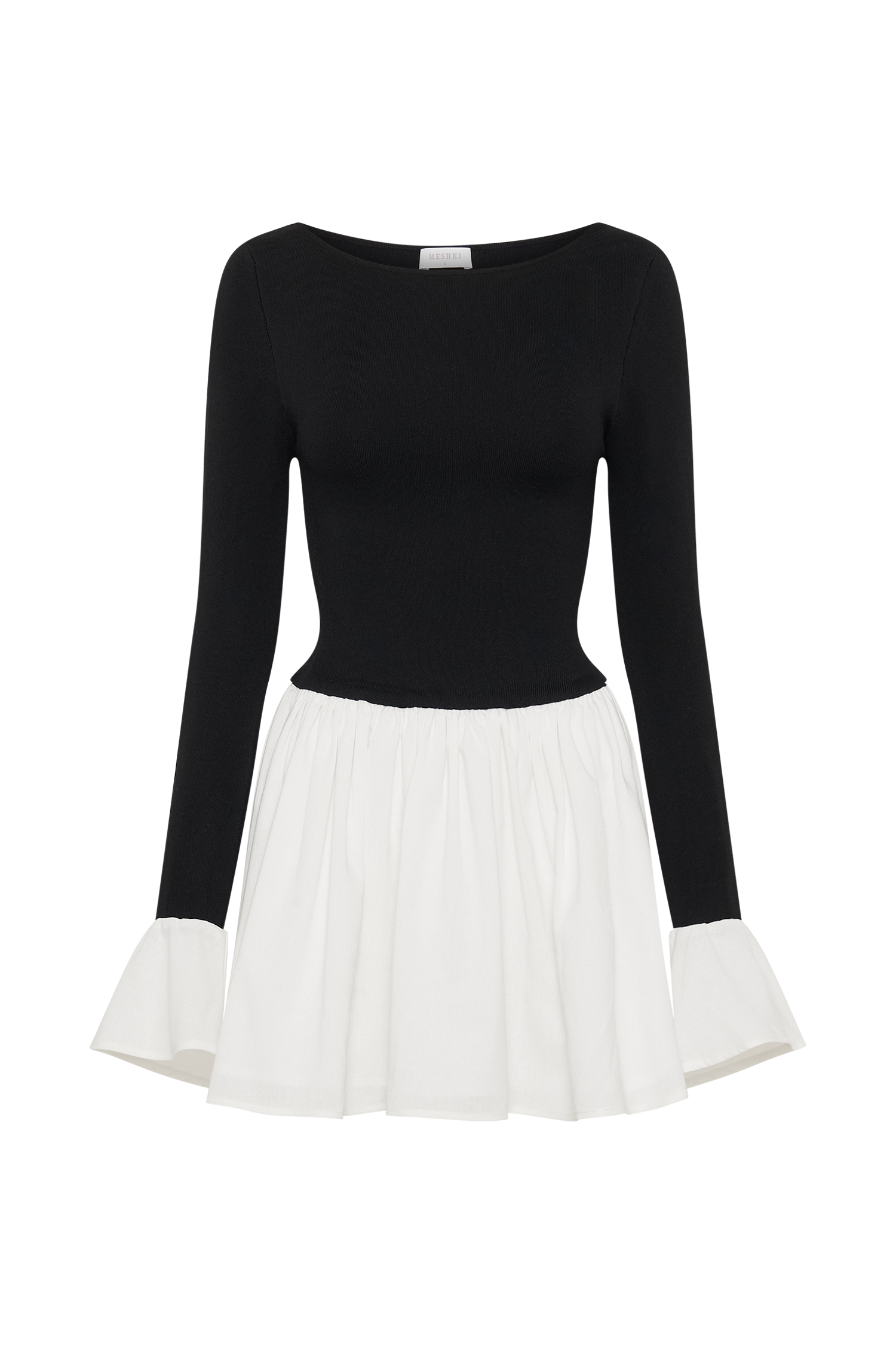 Sansa Knit And Linen Mini Dress - Black & White #11
