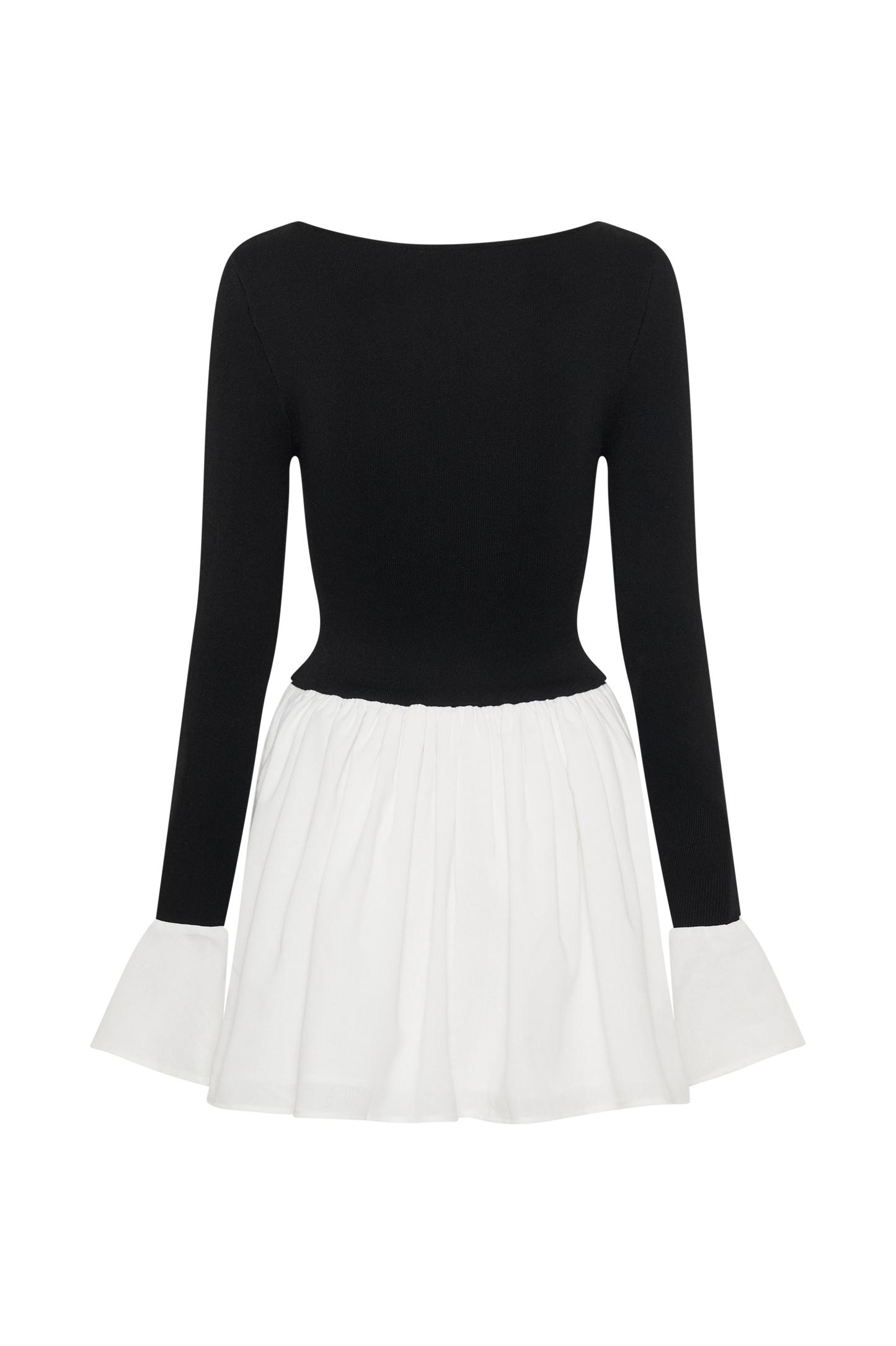 Sansa Knit And Linen Mini Dress - Black & White