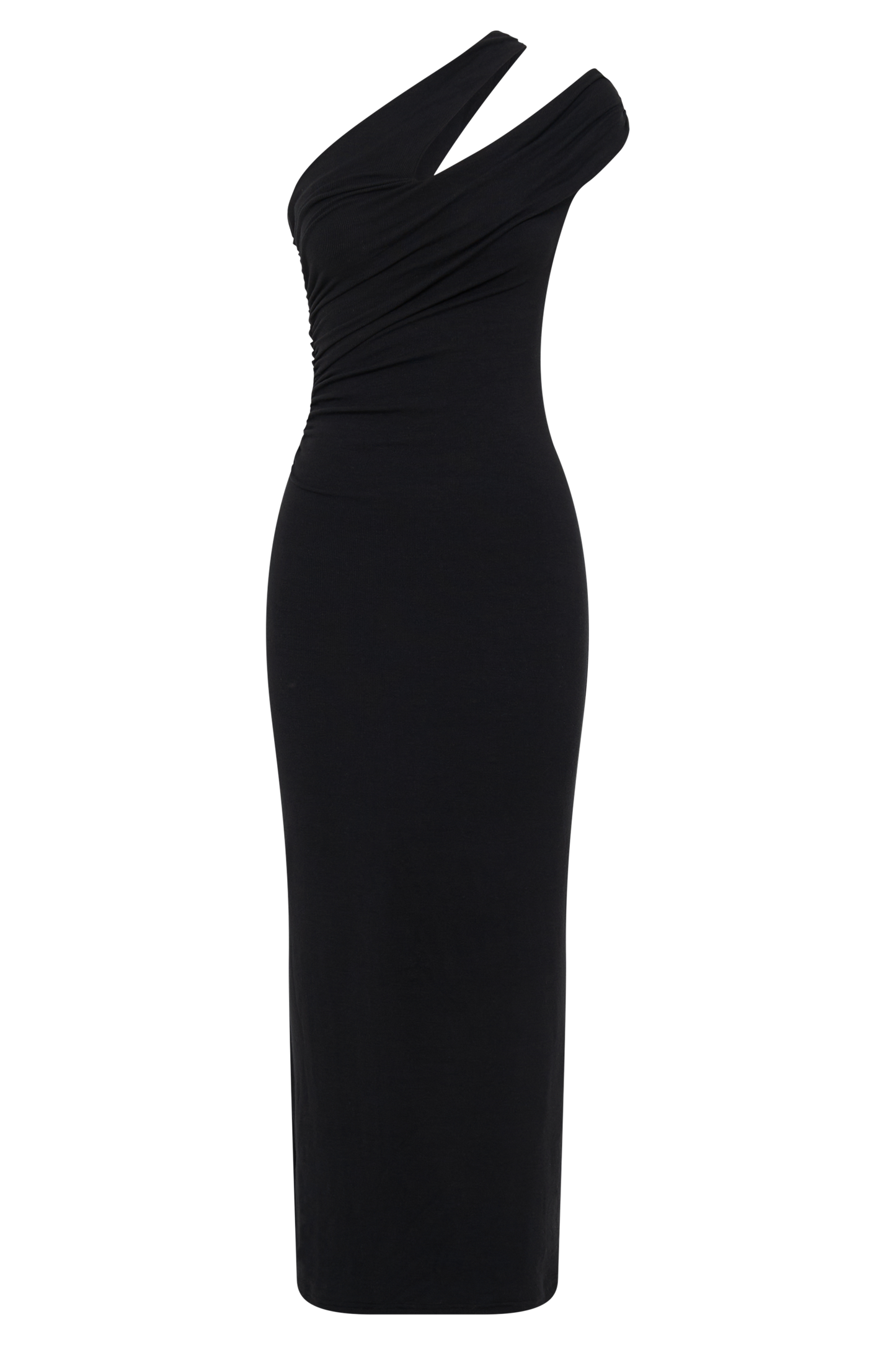 Anastasia One Shoulder Modal Midi Dress - Black