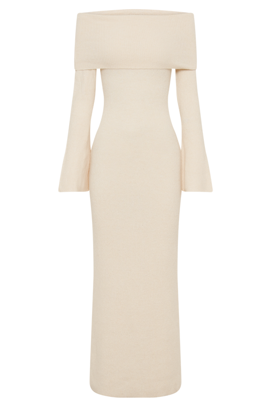 Katherine Off Shoulder Knit Maxi Dress - Ivory